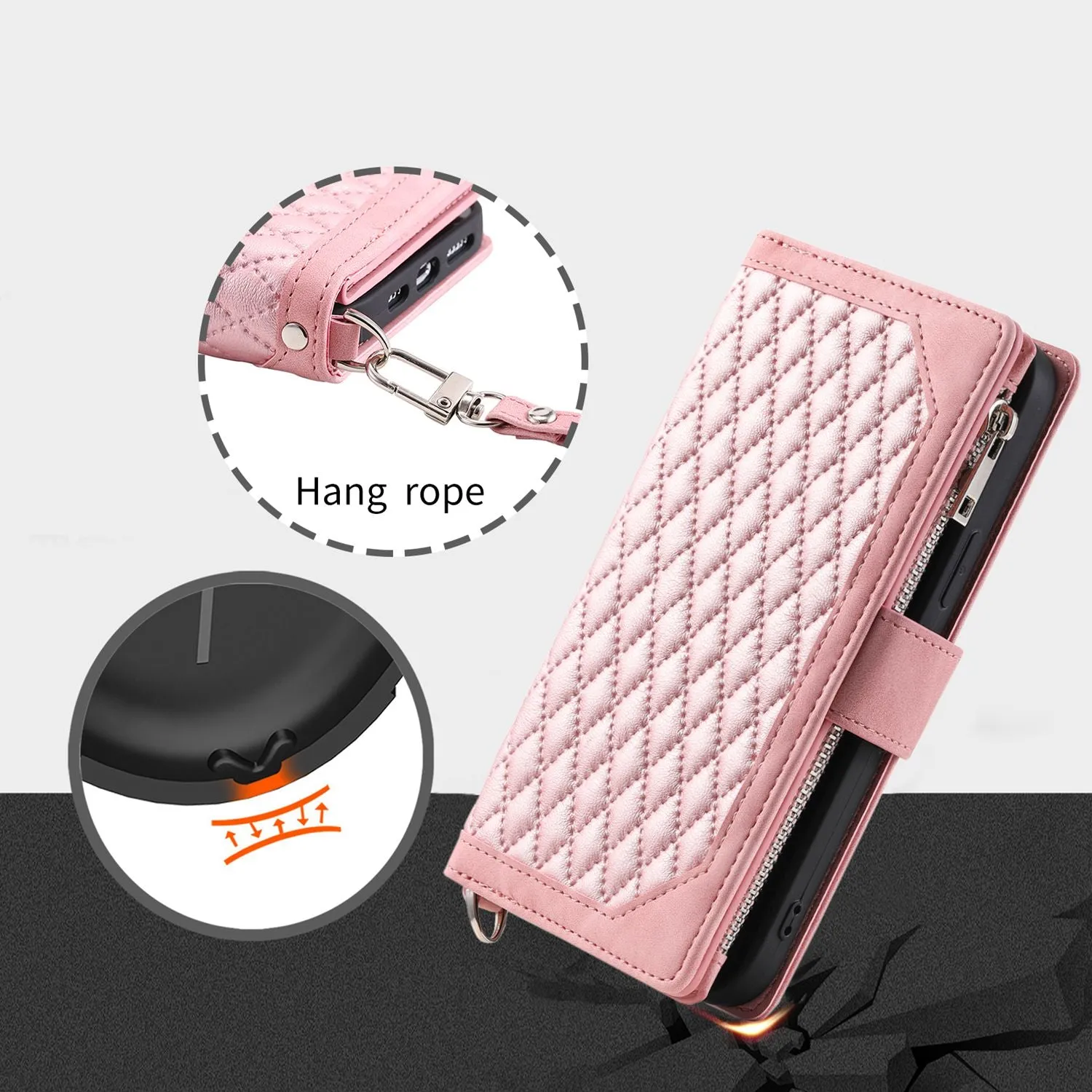 005 Style for Xiaomi Poco M3 Pro 4G / 5G / Redmi Note 10T 5G / Note 10 5G Rhombus Texture Wallet Stand Leather Phone Case with Zipper Pocket and Wrist Strap