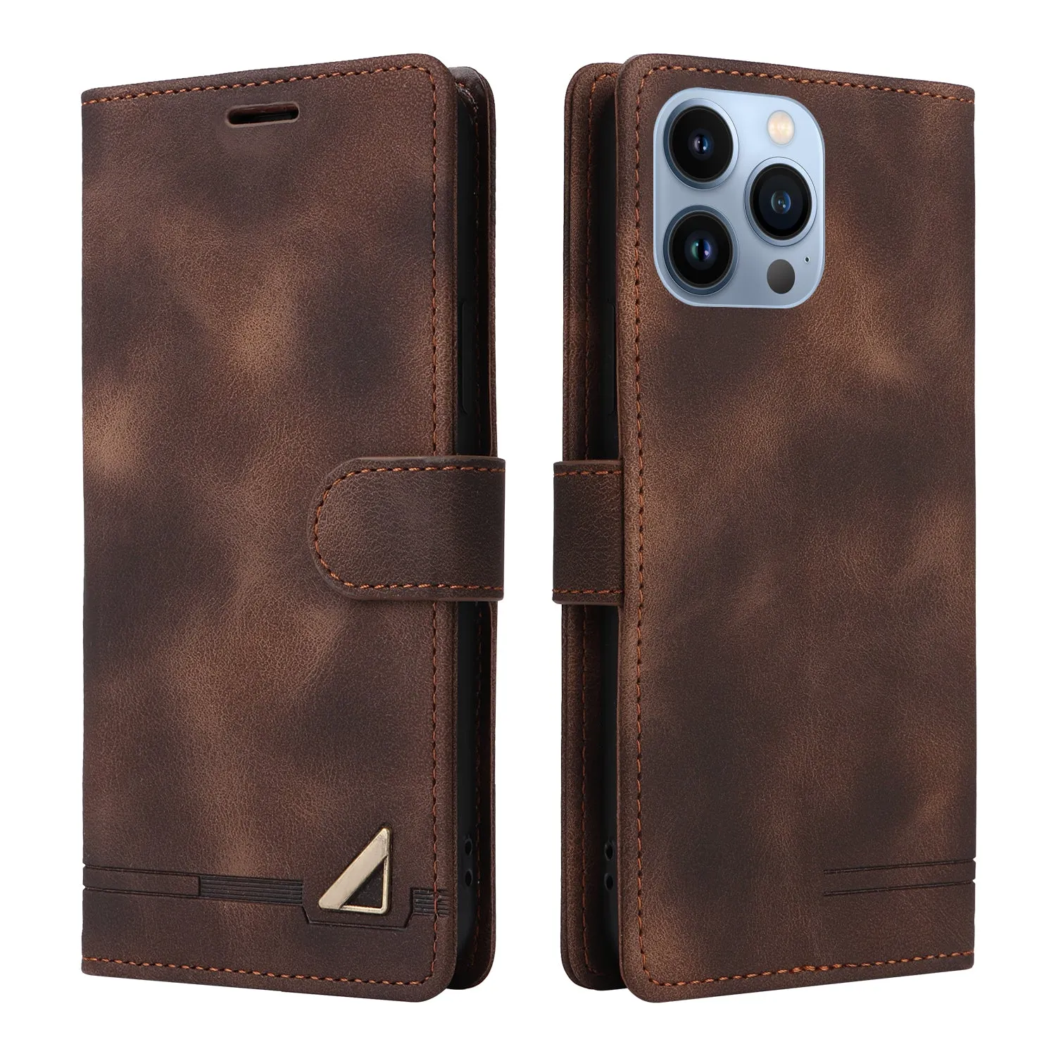 007 Series For iPhone 14 Pro PU Leather Phone Case Skin-touch Drop-proof Stand Shell with Wallet