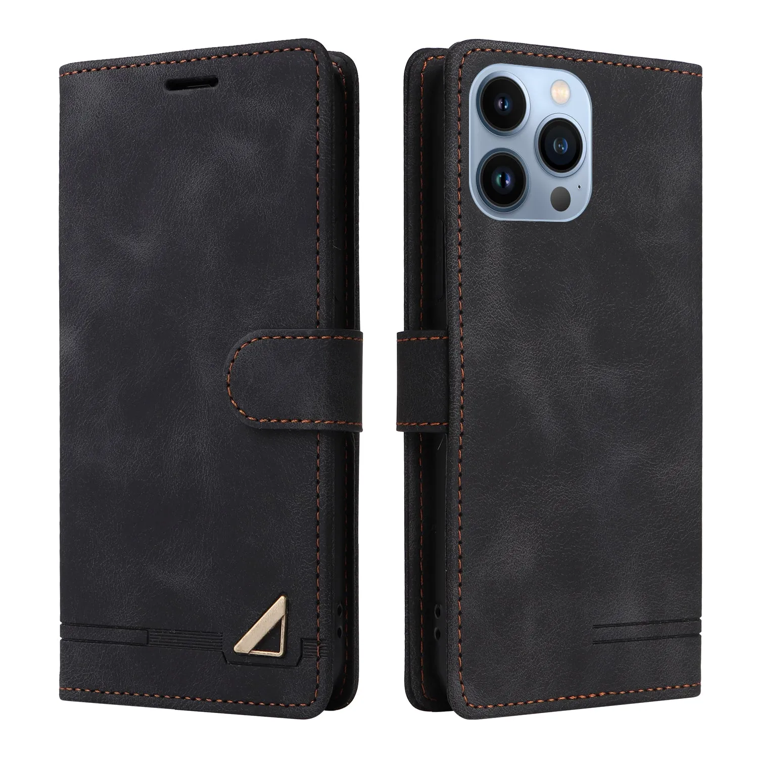 007 Series For iPhone 14 Pro PU Leather Phone Case Skin-touch Drop-proof Stand Shell with Wallet