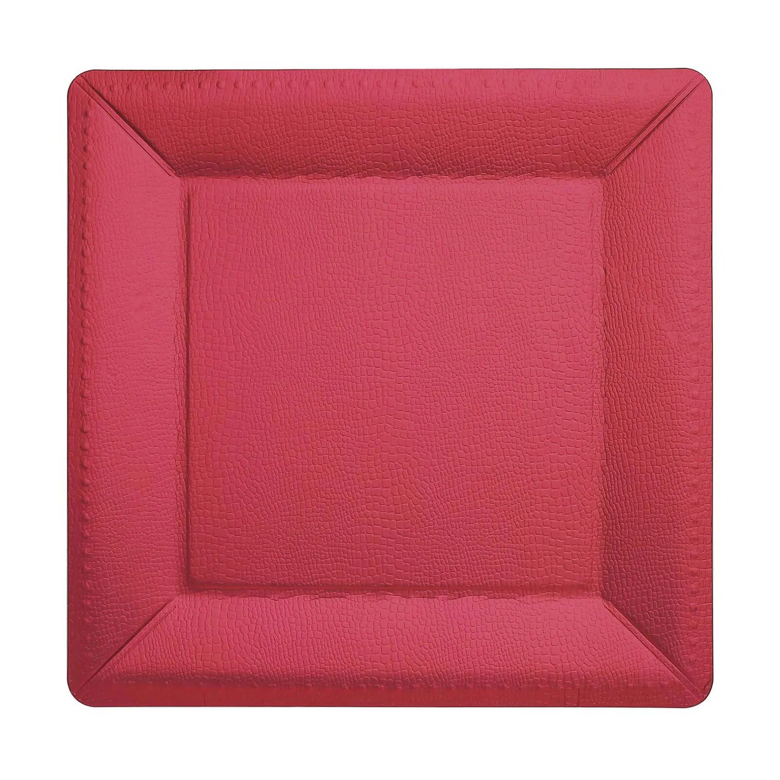 10 Pack 13" Burgundy Textured Disposable Square Charger Plates, Leather Like Cardboard Serving Trays - 1100 GSM