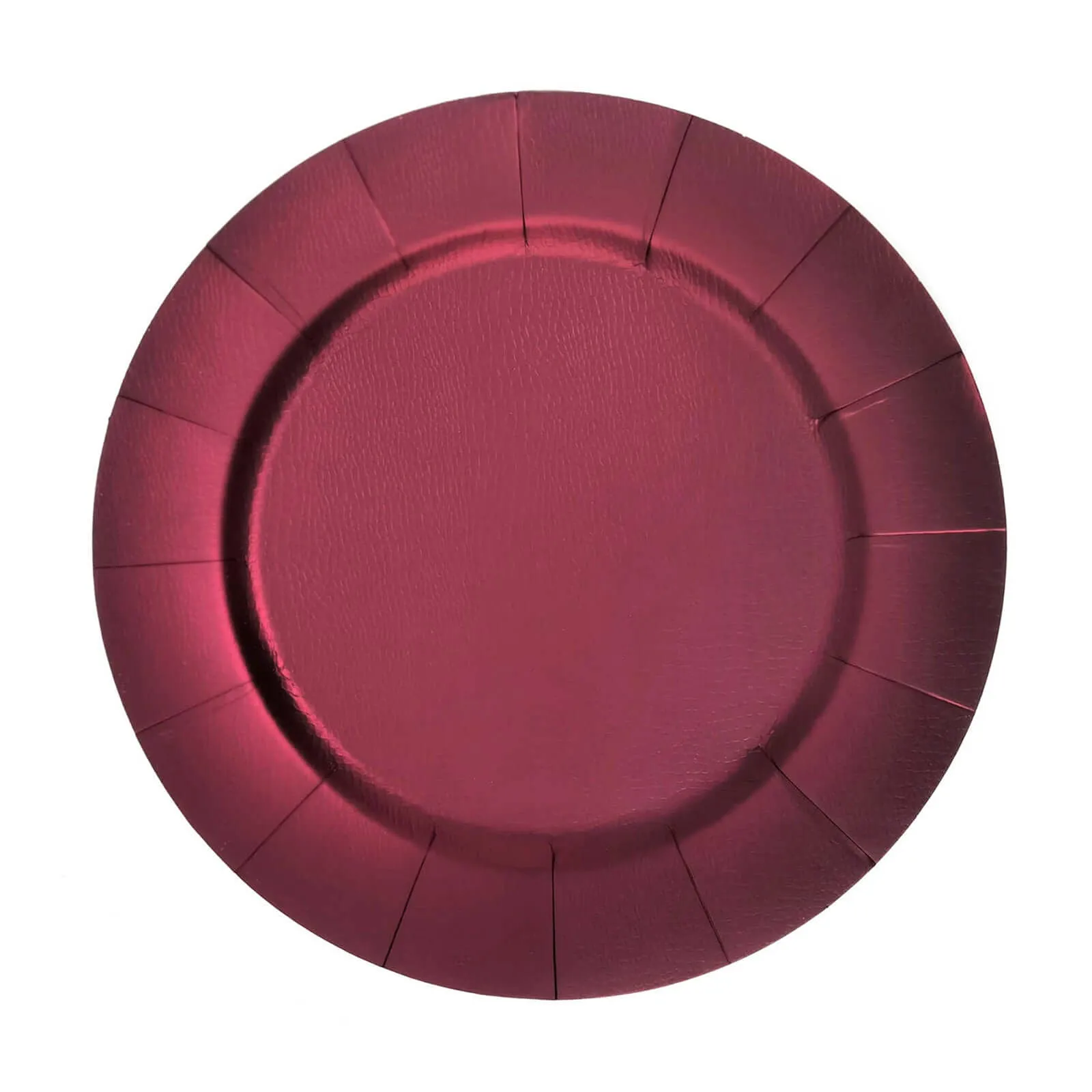 10 Pack Burgundy Disposable Charger Plates, Cardboard Serving Tray, Round with Leathery Texture 1100 GSM 13"