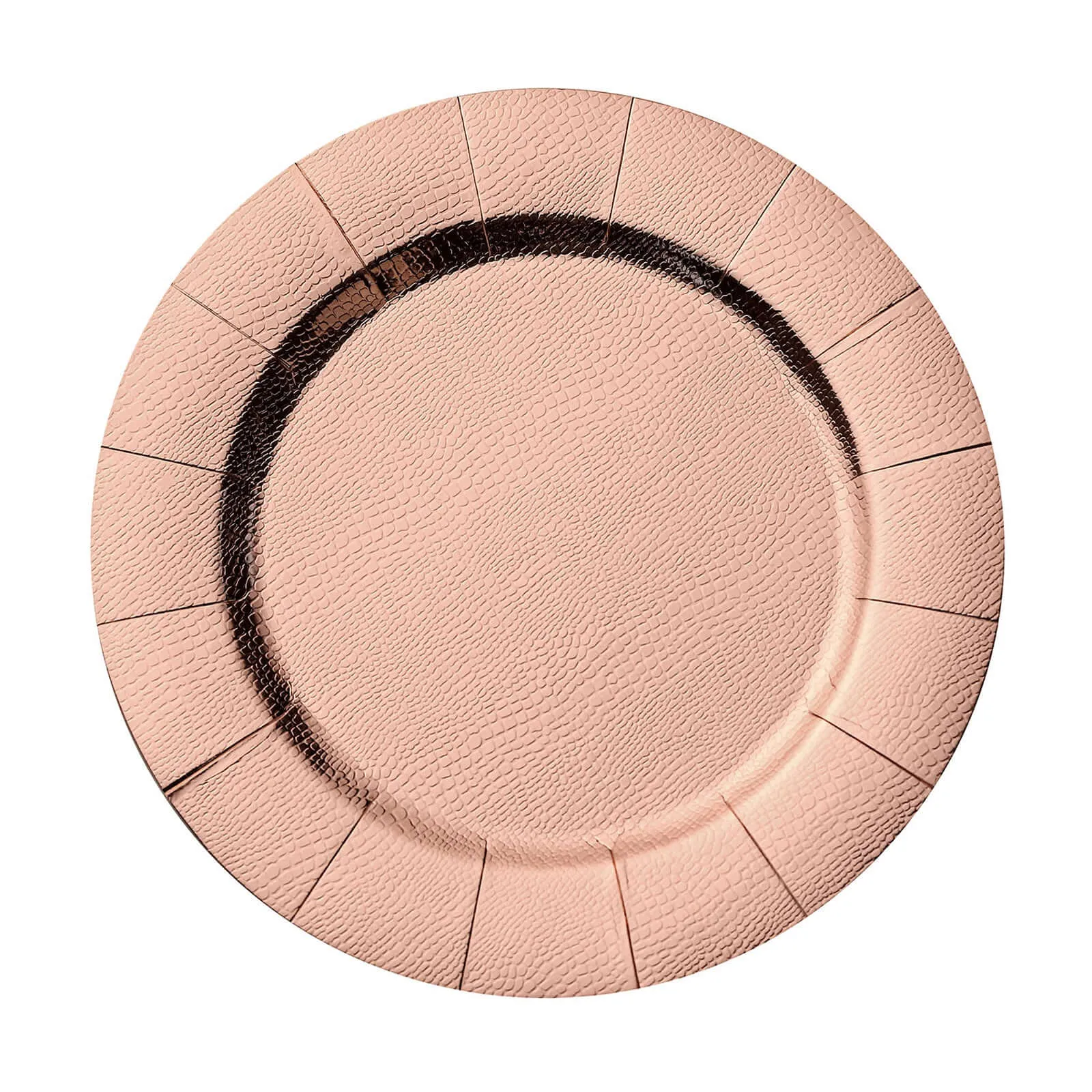 10 Pack Rose Gold Disposable Charger Plates, Cardboard Serving Tray, Round with Leathery Texture 1100 GSM 13"