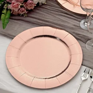 10 Pack Rose Gold Disposable Charger Plates, Cardboard Serving Tray, Round with Leathery Texture 1100 GSM 13"