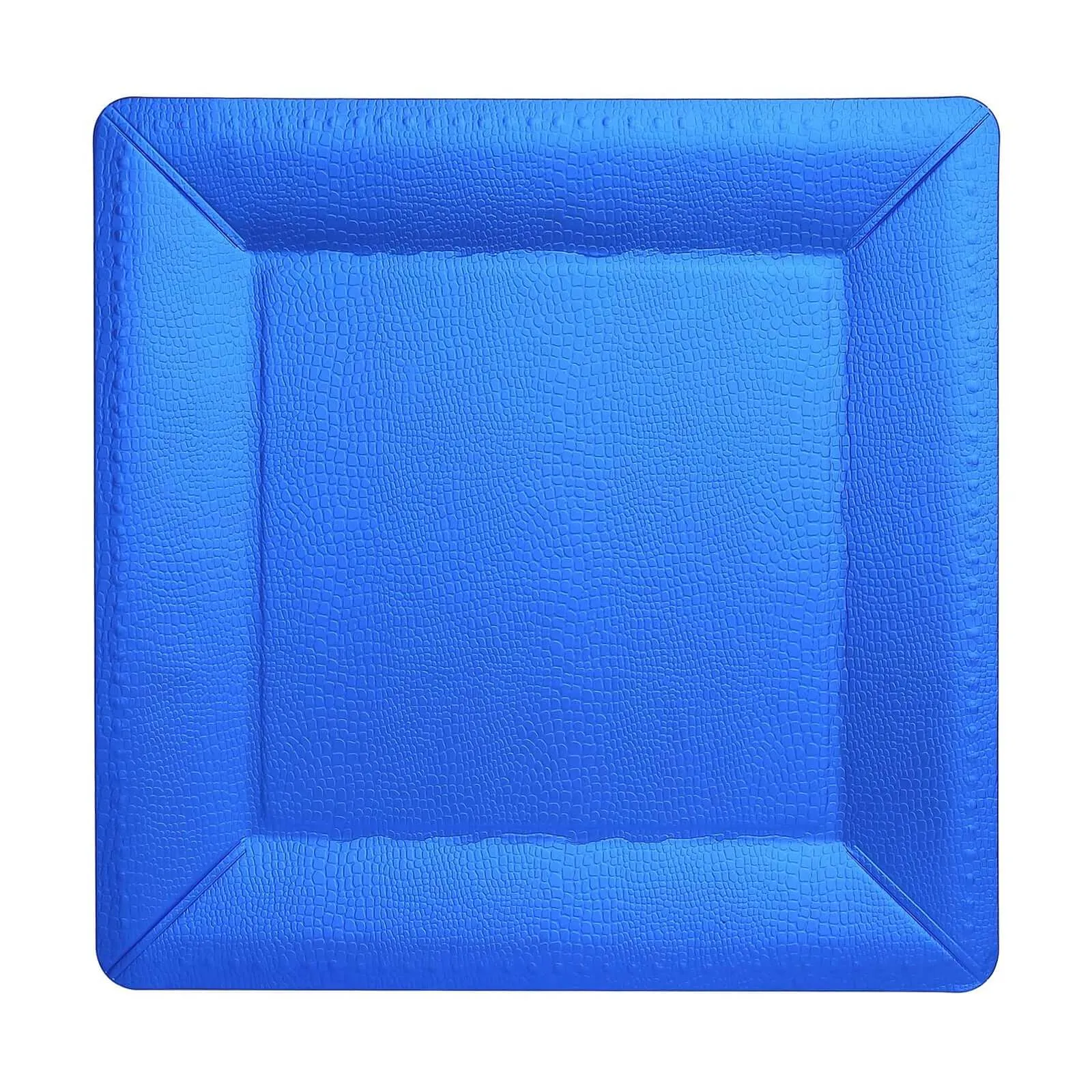 10 Pack Royal Blue Textured Disposable Square Serving Trays, Leather Like Cardboard Charger Plates 1100 GSM 13"