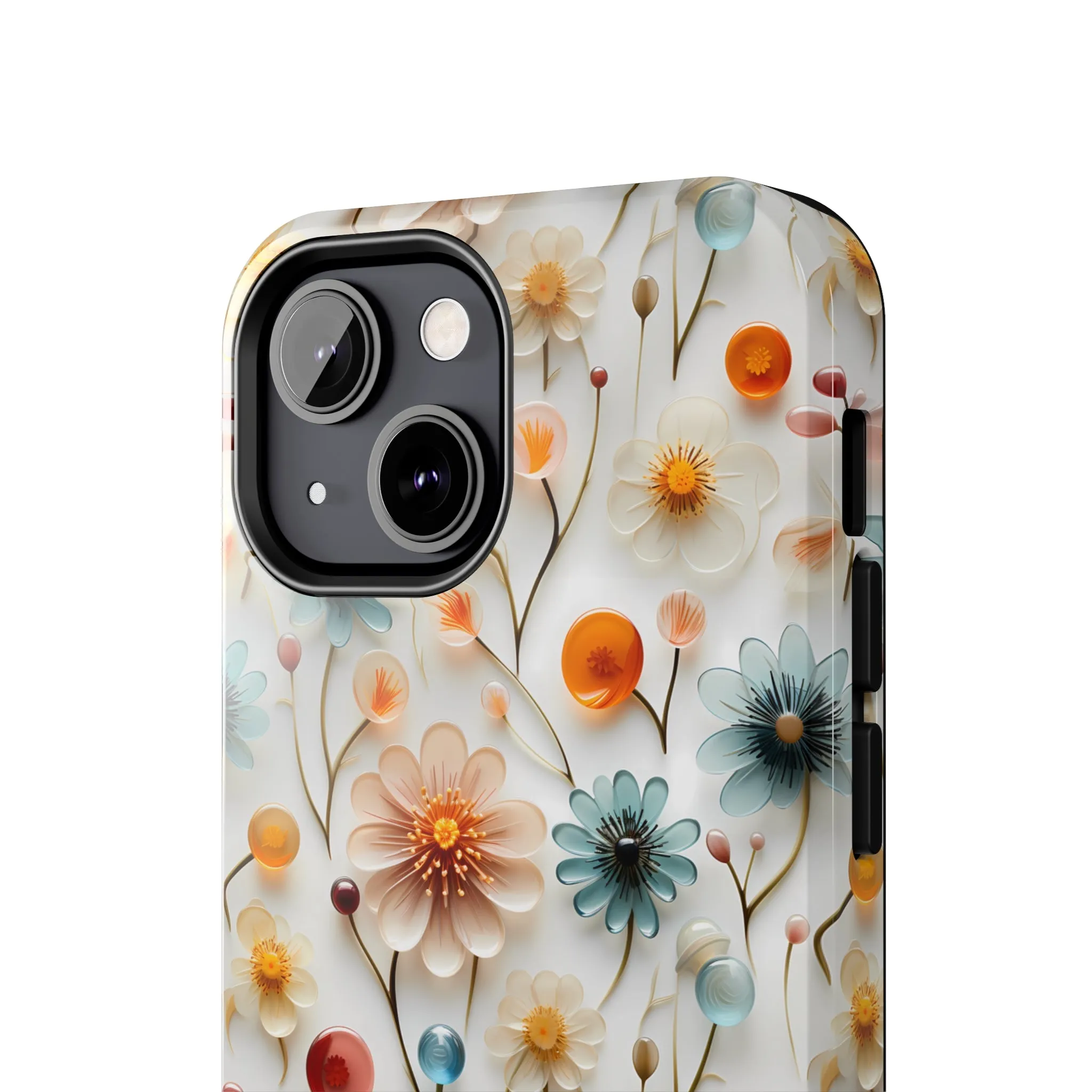 3D Glass Flower Pattern Design Tough Phone Case compatible with a large variety of iPhone models, Phone Case, Birthday Gift