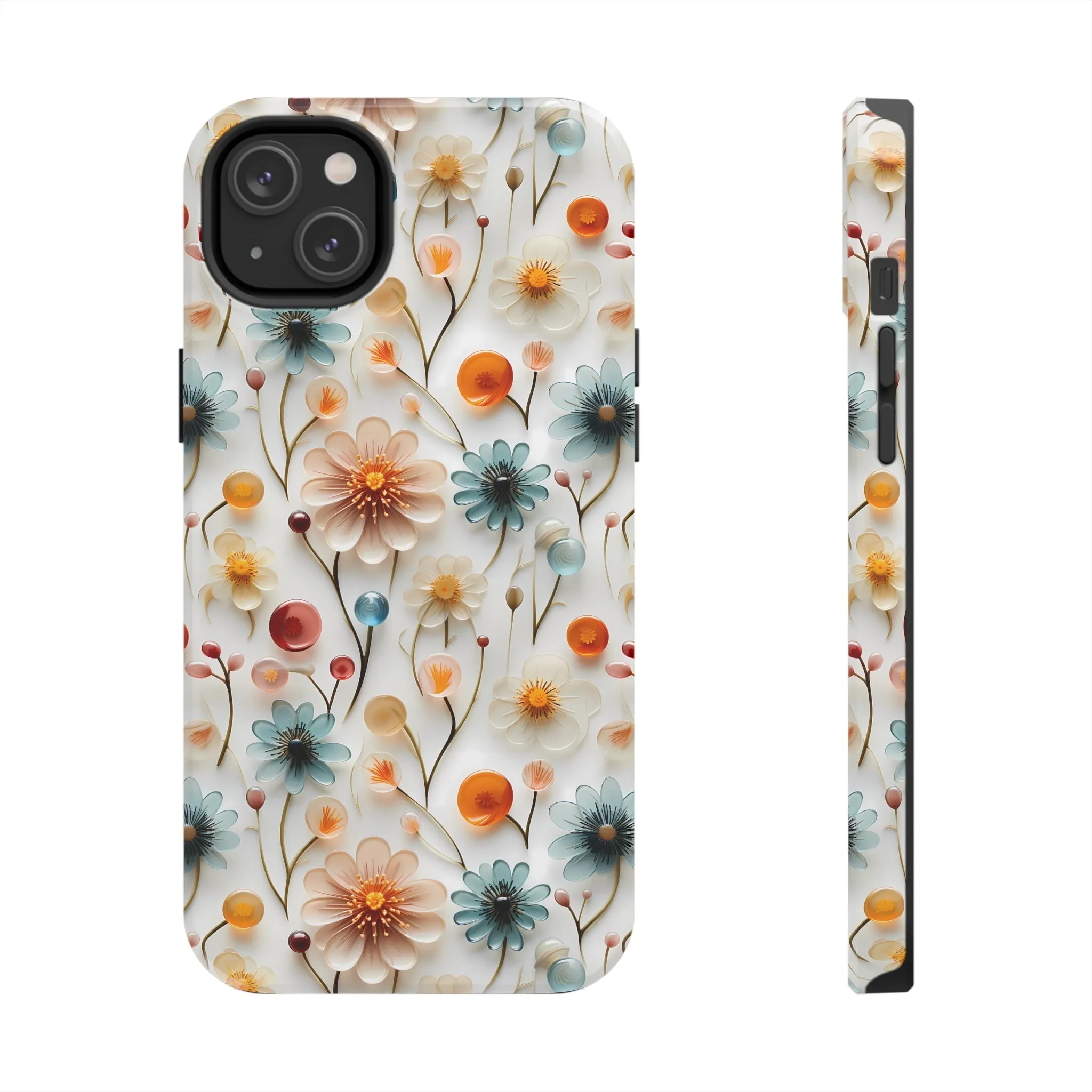 3D Glass Flower Pattern Design Tough Phone Case compatible with a large variety of iPhone models, Phone Case, Birthday Gift