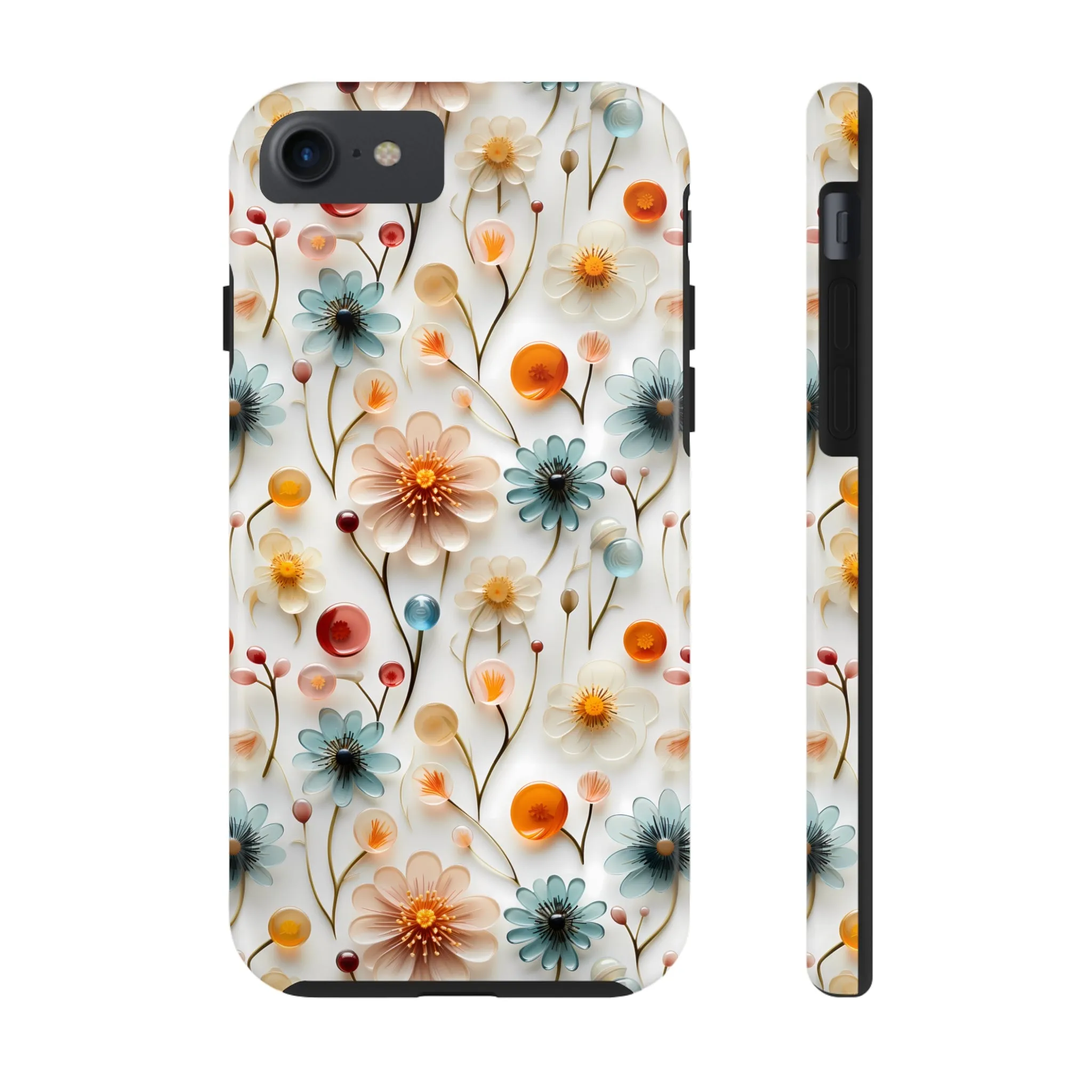 3D Glass Flower Pattern Design Tough Phone Case compatible with a large variety of iPhone models, Phone Case, Birthday Gift