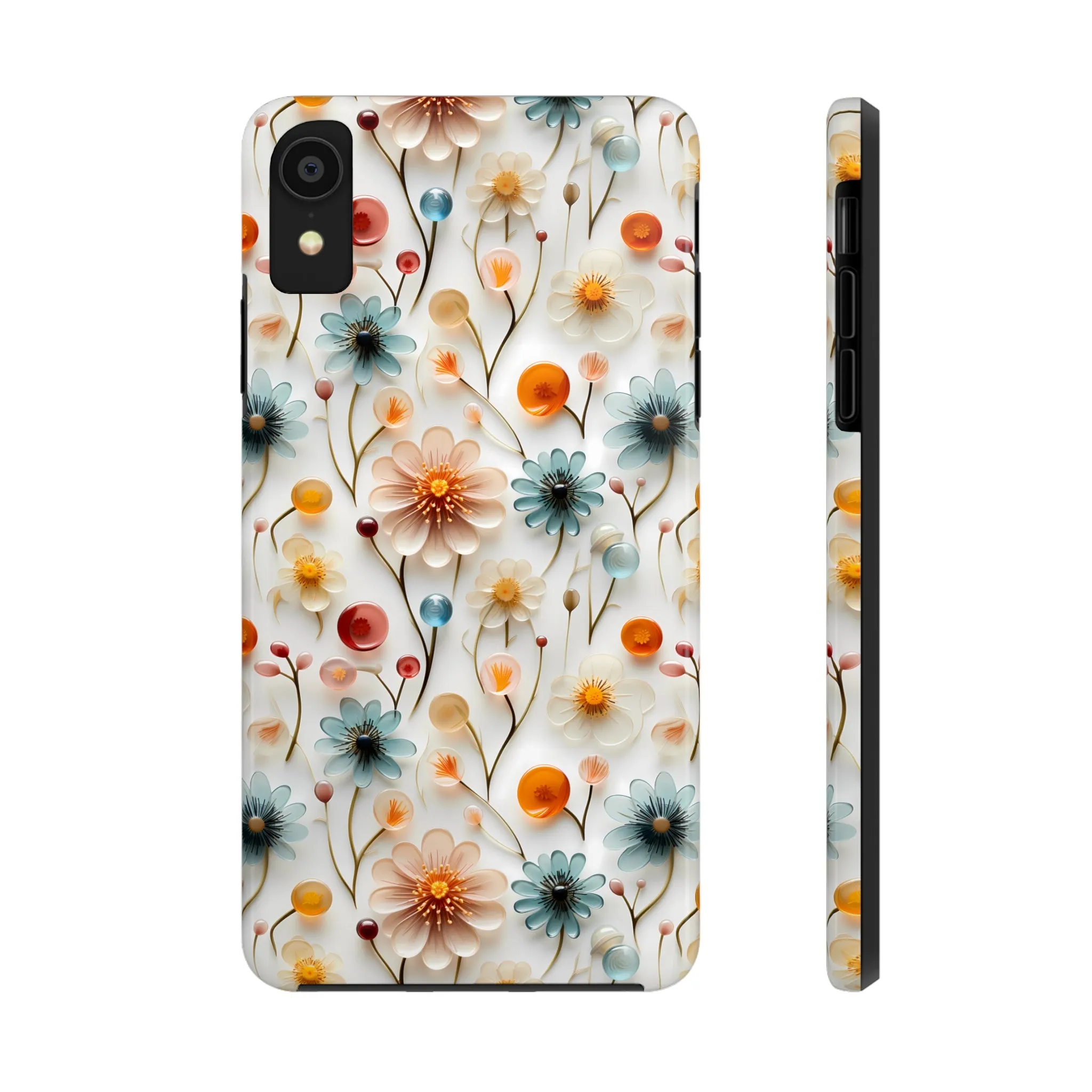 3D Glass Flower Pattern Design Tough Phone Case compatible with a large variety of iPhone models, Phone Case, Birthday Gift