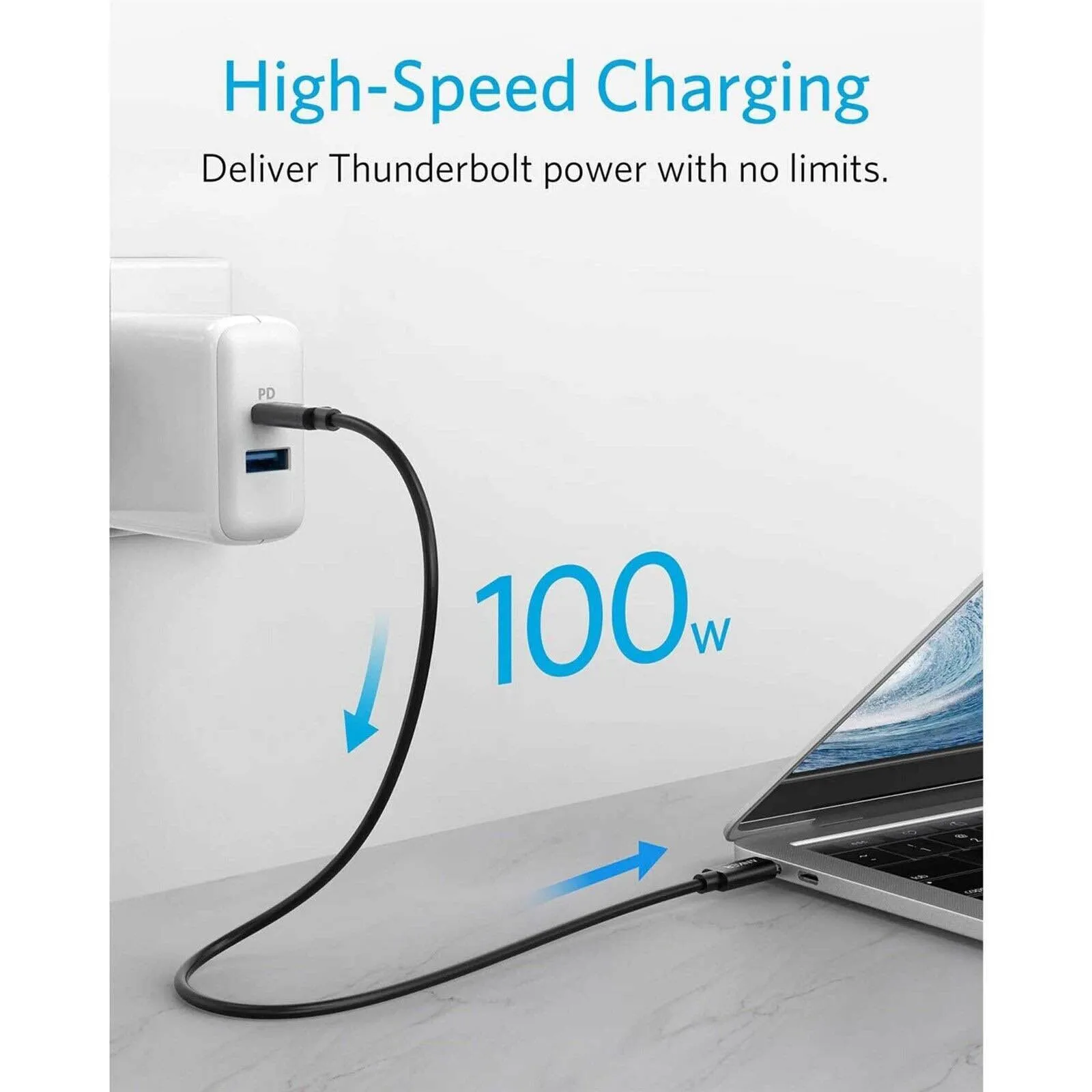 Anker Thunderbolt 3.0 1.6Ft USB-C To USB-C Cable (Online) - Black