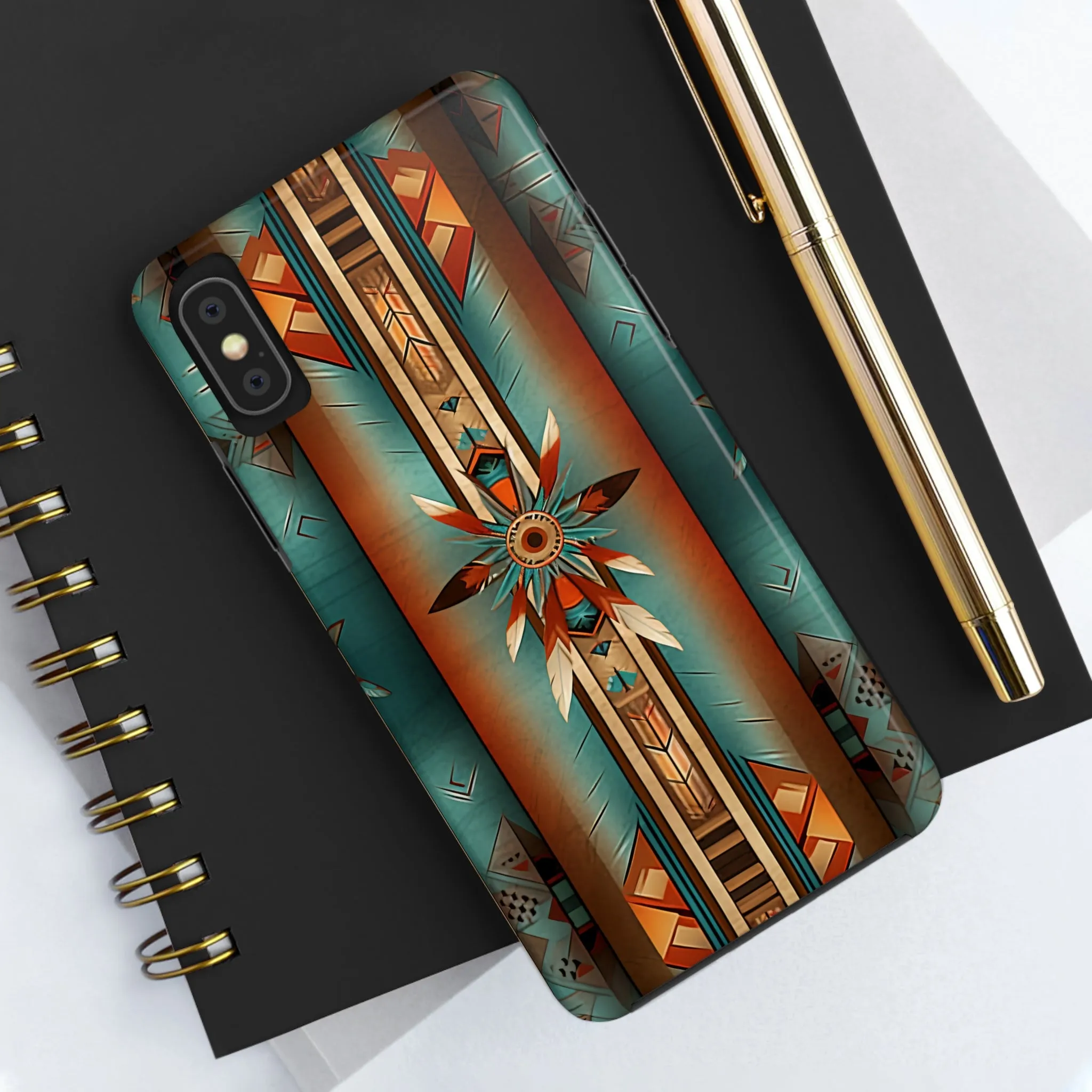 Beautiful Blue Native American Pattern Design Tough Phone Case compatible with a large variety of iPhone models, Gift, Phone Case