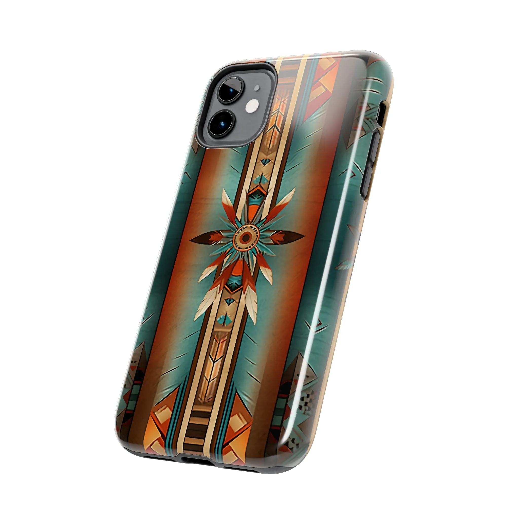 Beautiful Blue Native American Pattern Design Tough Phone Case compatible with a large variety of iPhone models, Gift, Phone Case