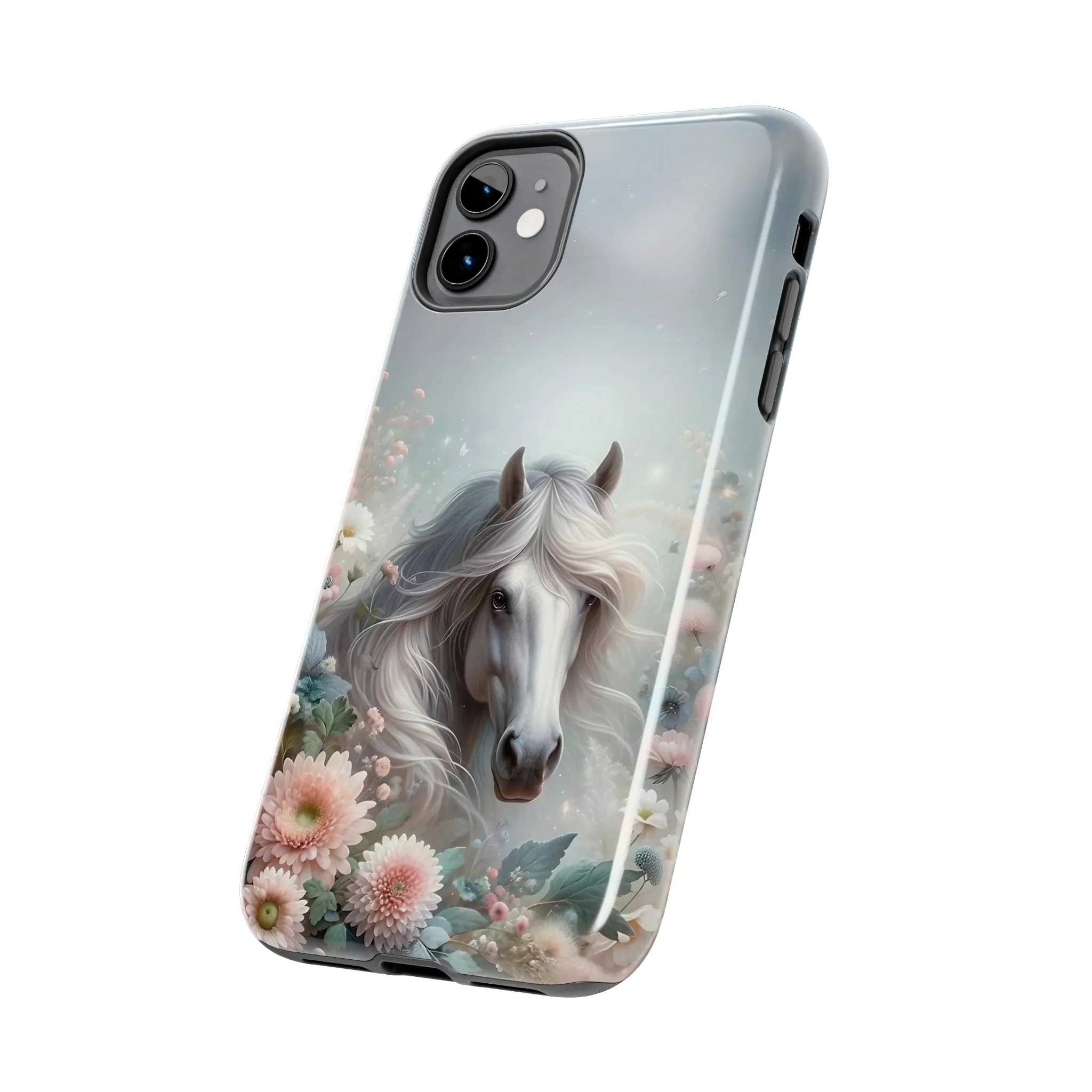 Beautiful Horse and Floral print Design Tough Phone Case compatible with a large variety of iPhone models, Gift, Phone Case