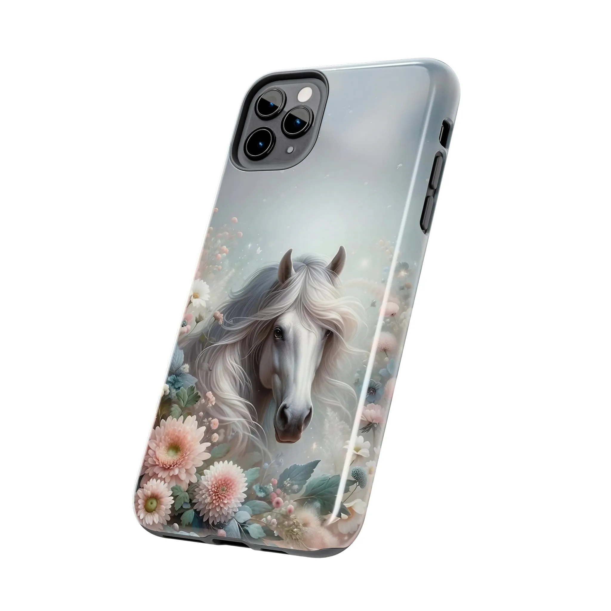 Beautiful Horse and Floral print Design Tough Phone Case compatible with a large variety of iPhone models, Gift, Phone Case