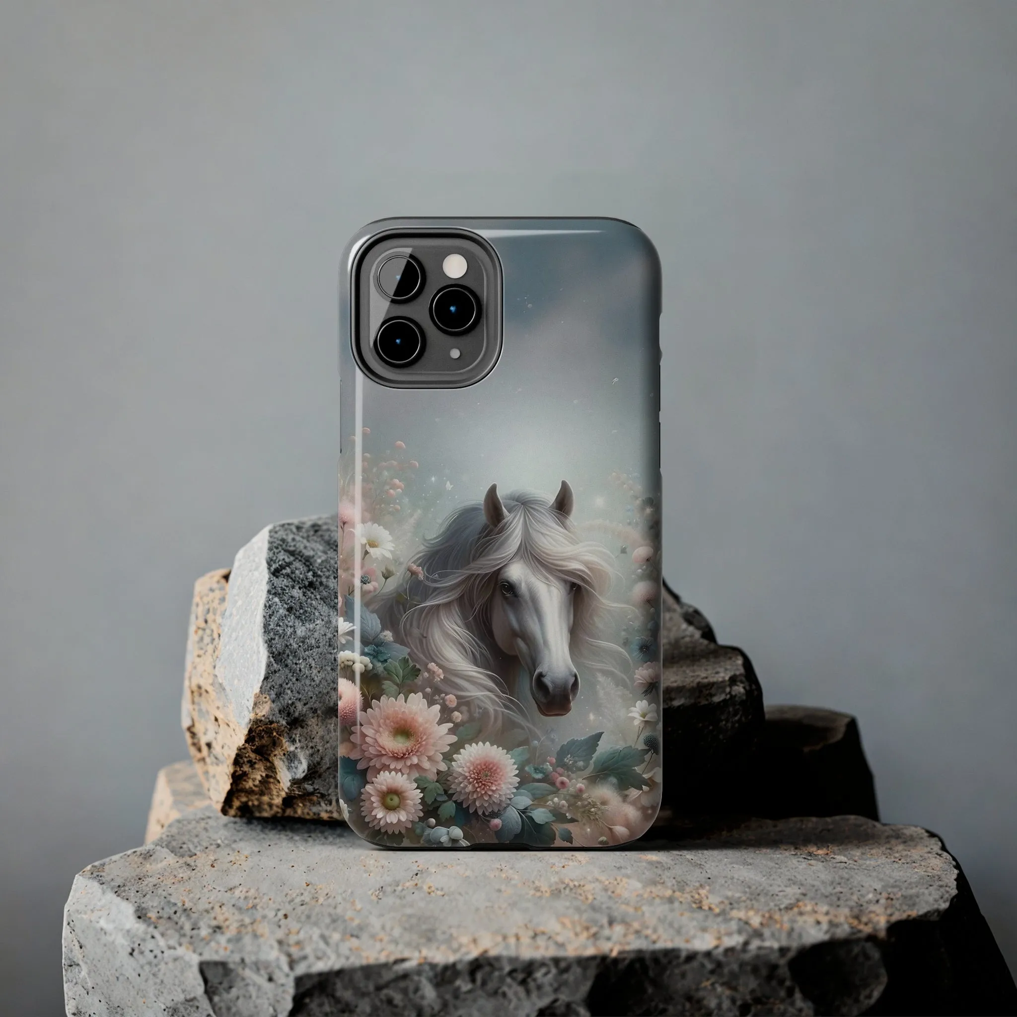 Beautiful Horse and Floral print Design Tough Phone Case compatible with a large variety of iPhone models, Gift, Phone Case