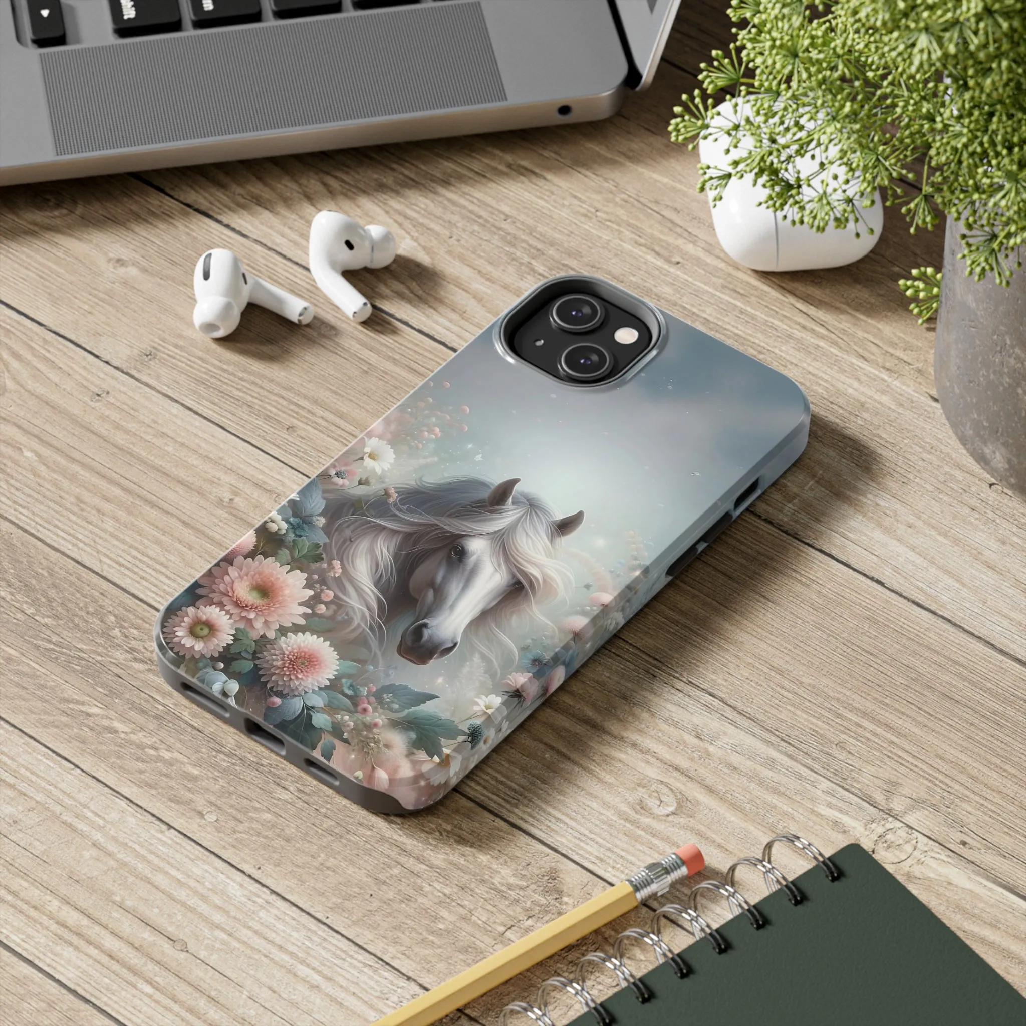 Beautiful Horse and Floral print Design Tough Phone Case compatible with a large variety of iPhone models, Gift, Phone Case