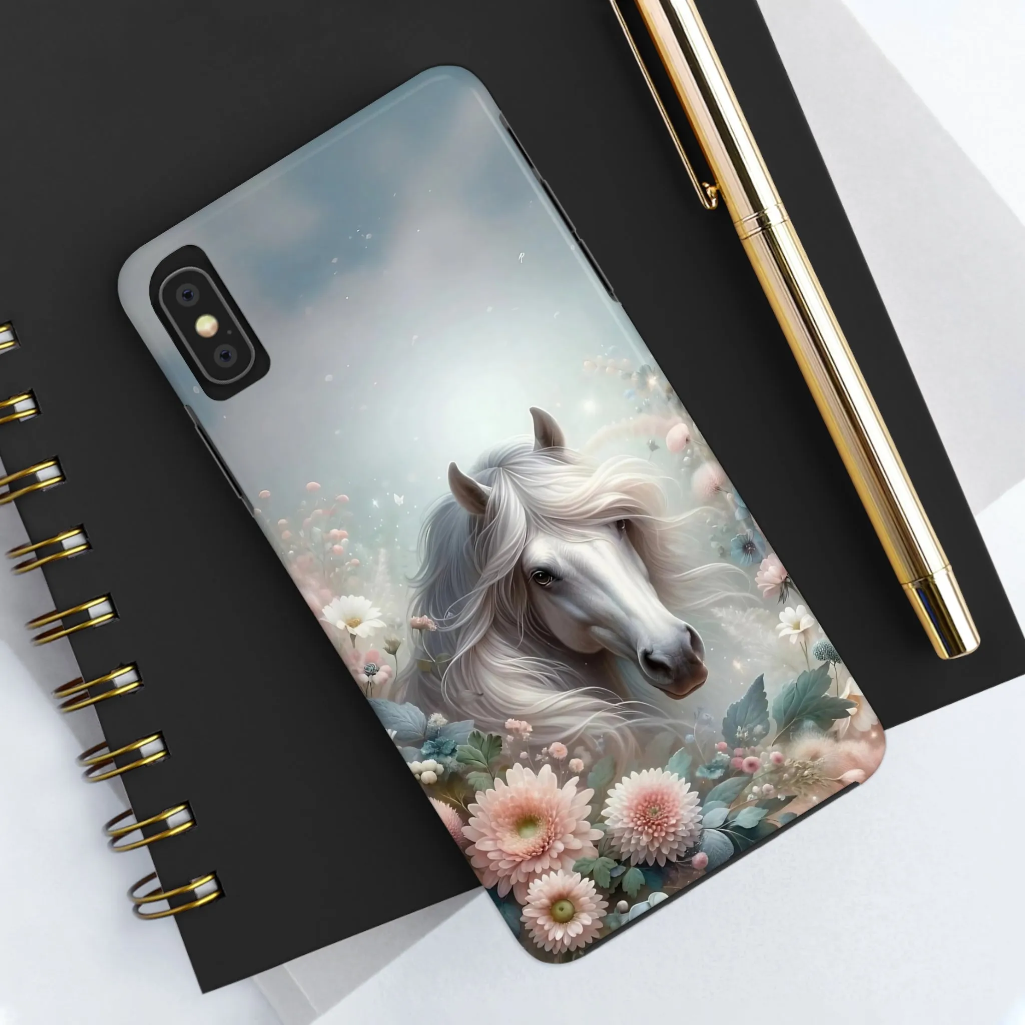 Beautiful Horse and Floral print Design Tough Phone Case compatible with a large variety of iPhone models, Gift, Phone Case