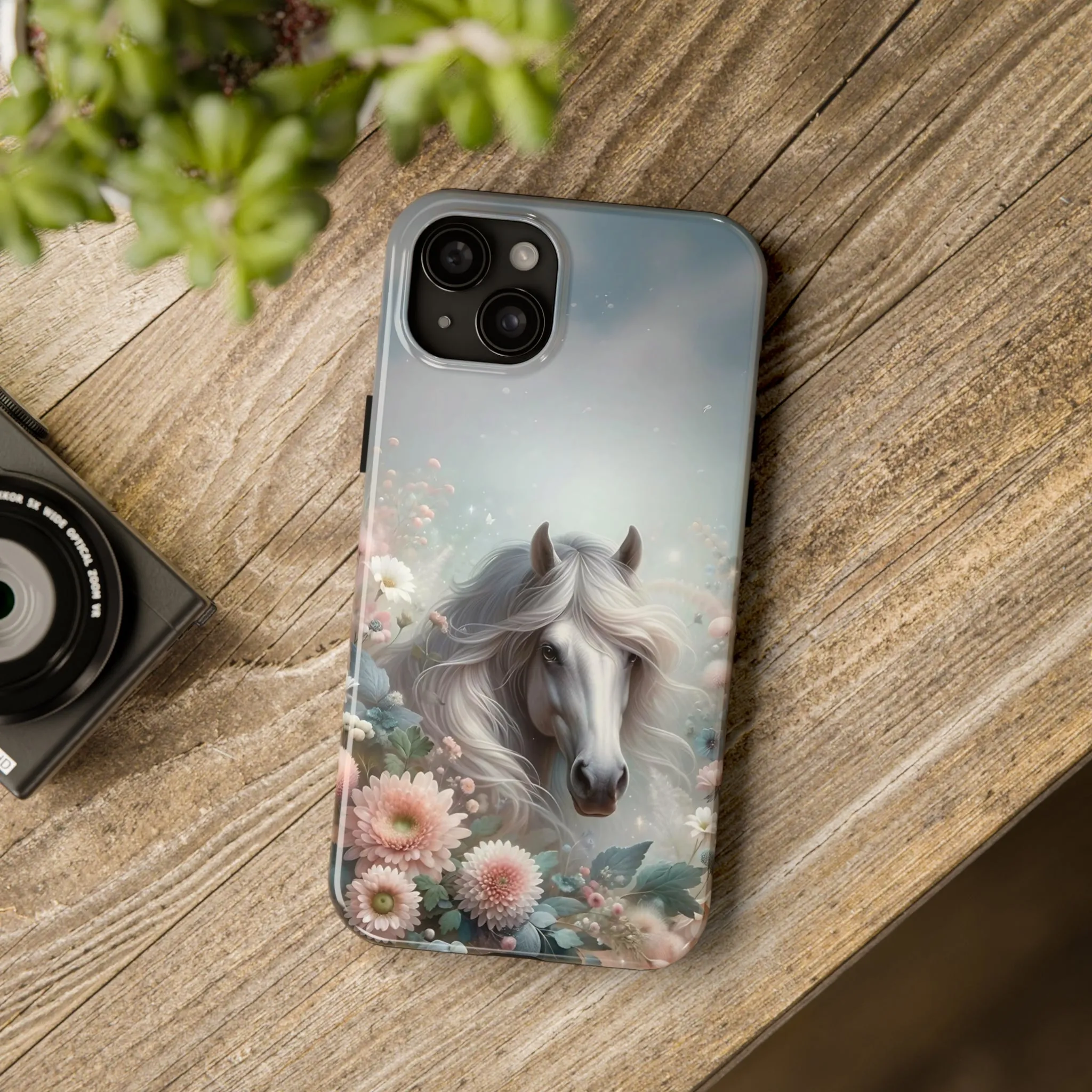 Beautiful Horse and Floral print Design Tough Phone Case compatible with a large variety of iPhone models, Gift, Phone Case