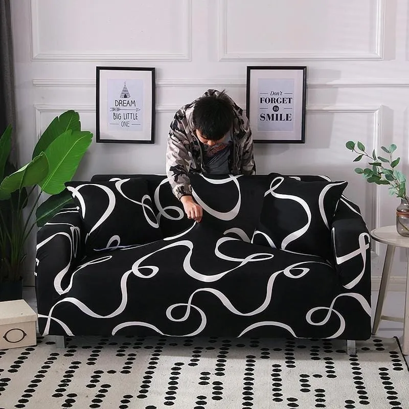 Black wave - Extendable Armchair and Sofa Covers - The Sofa Cover House