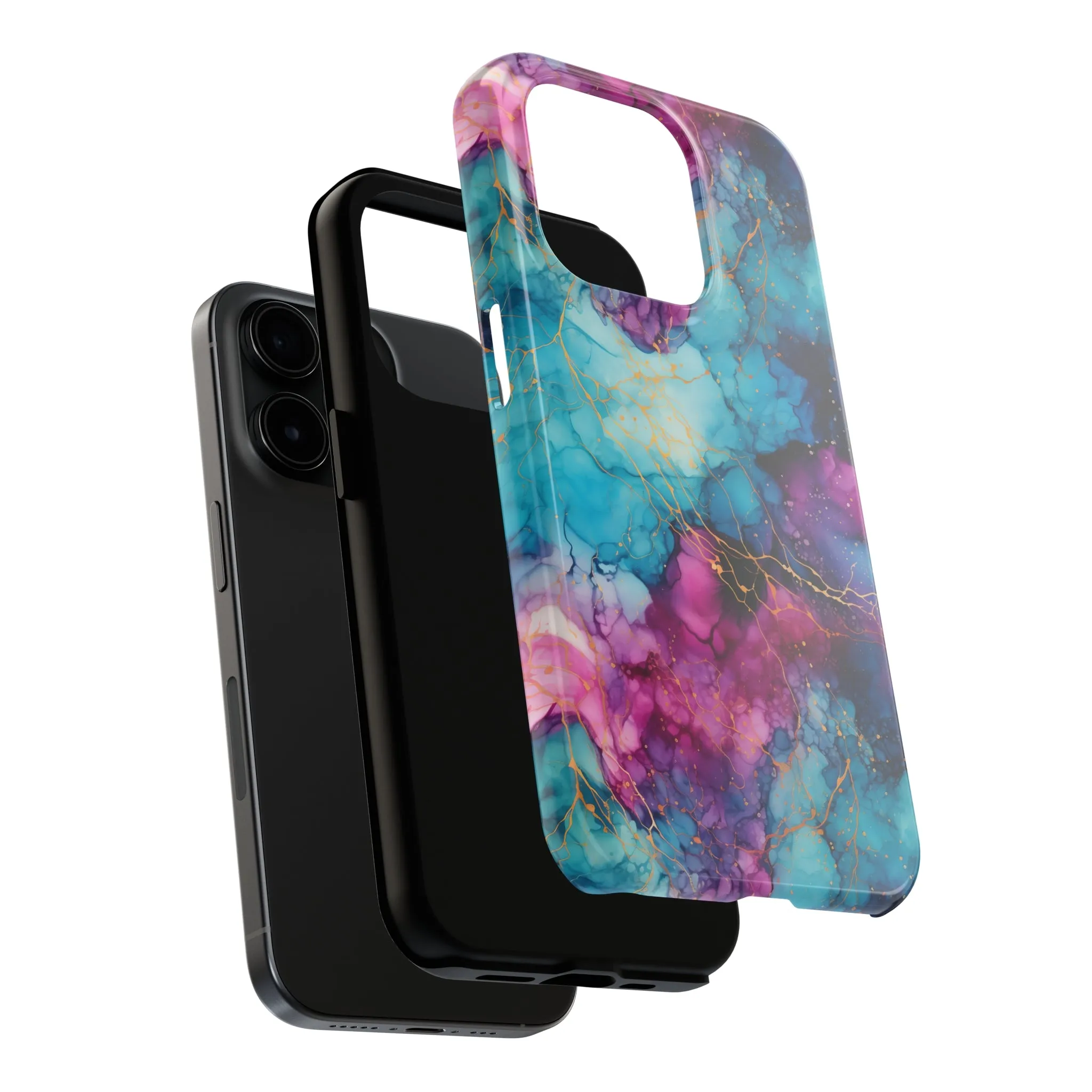 Blue and Purple Alcohol Ink Digital print Design Tough Phone Case compatible with a large variety of iPhone models, Gift, Phone Case