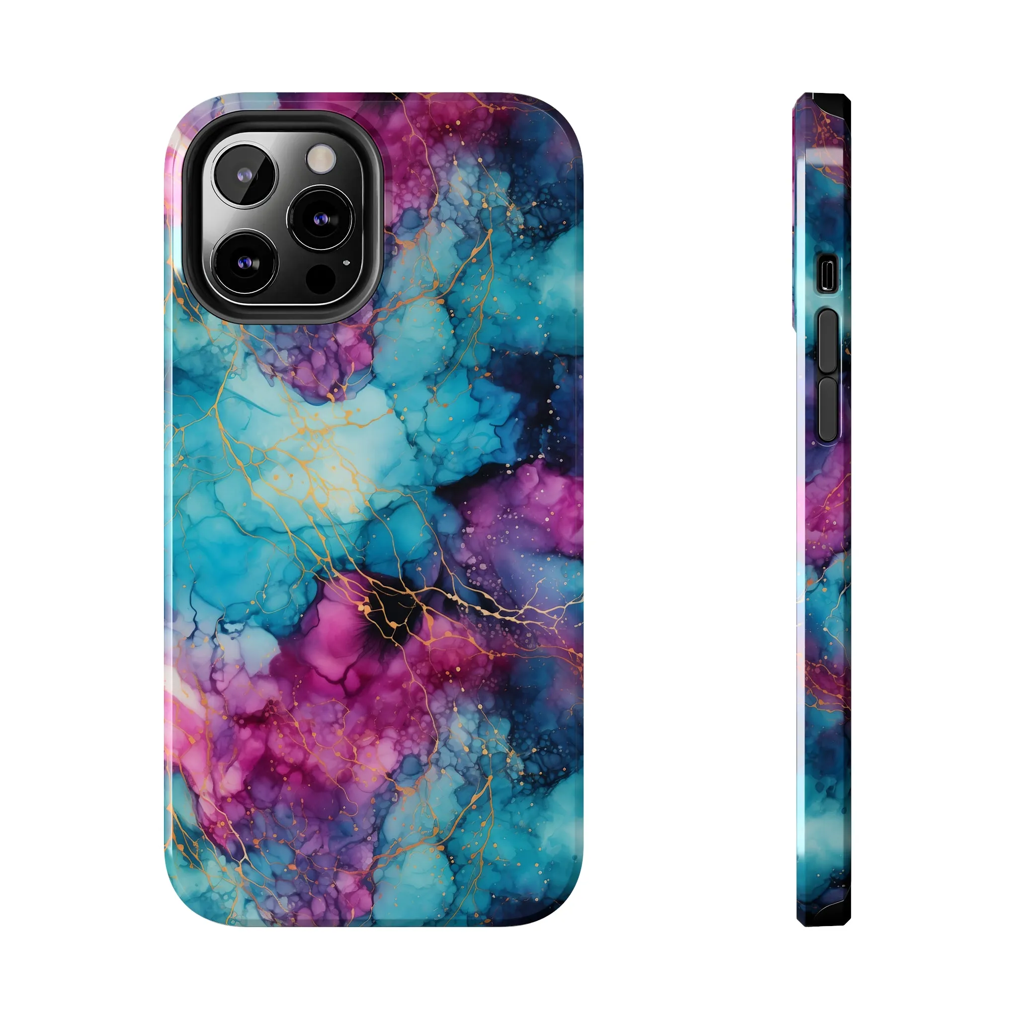 Blue and Purple Alcohol Ink Digital print Design Tough Phone Case compatible with a large variety of iPhone models, Gift, Phone Case