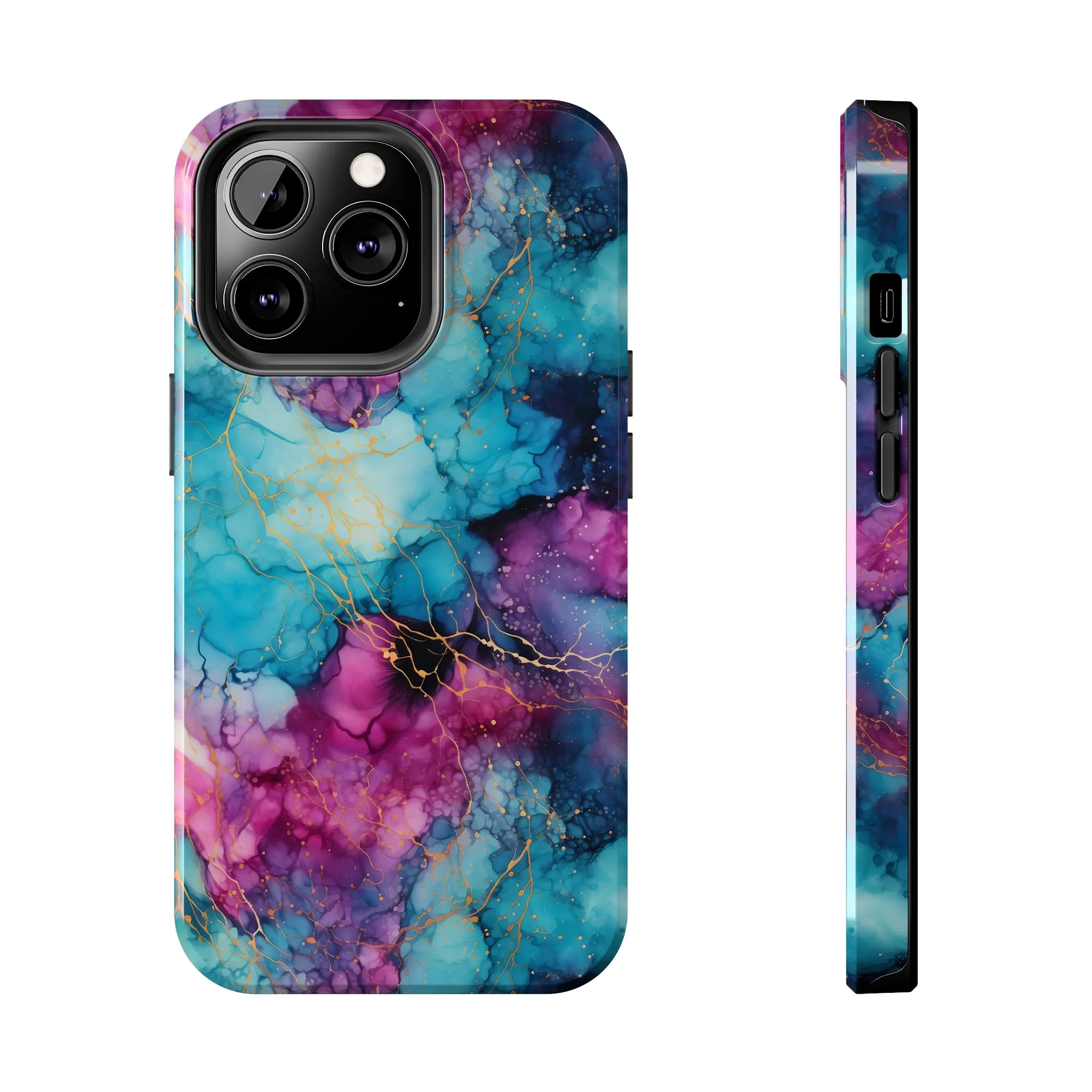 Blue and Purple Alcohol Ink Digital print Design Tough Phone Case compatible with a large variety of iPhone models, Gift, Phone Case