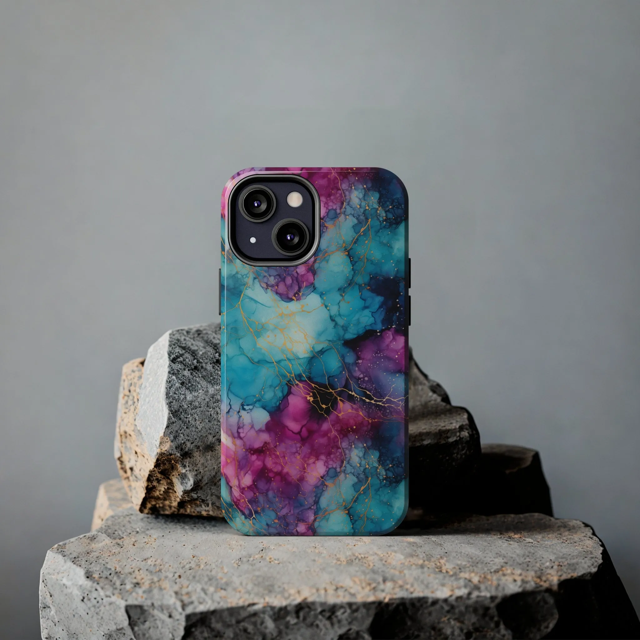 Blue and Purple Alcohol Ink Digital print Design Tough Phone Case compatible with a large variety of iPhone models, Gift, Phone Case