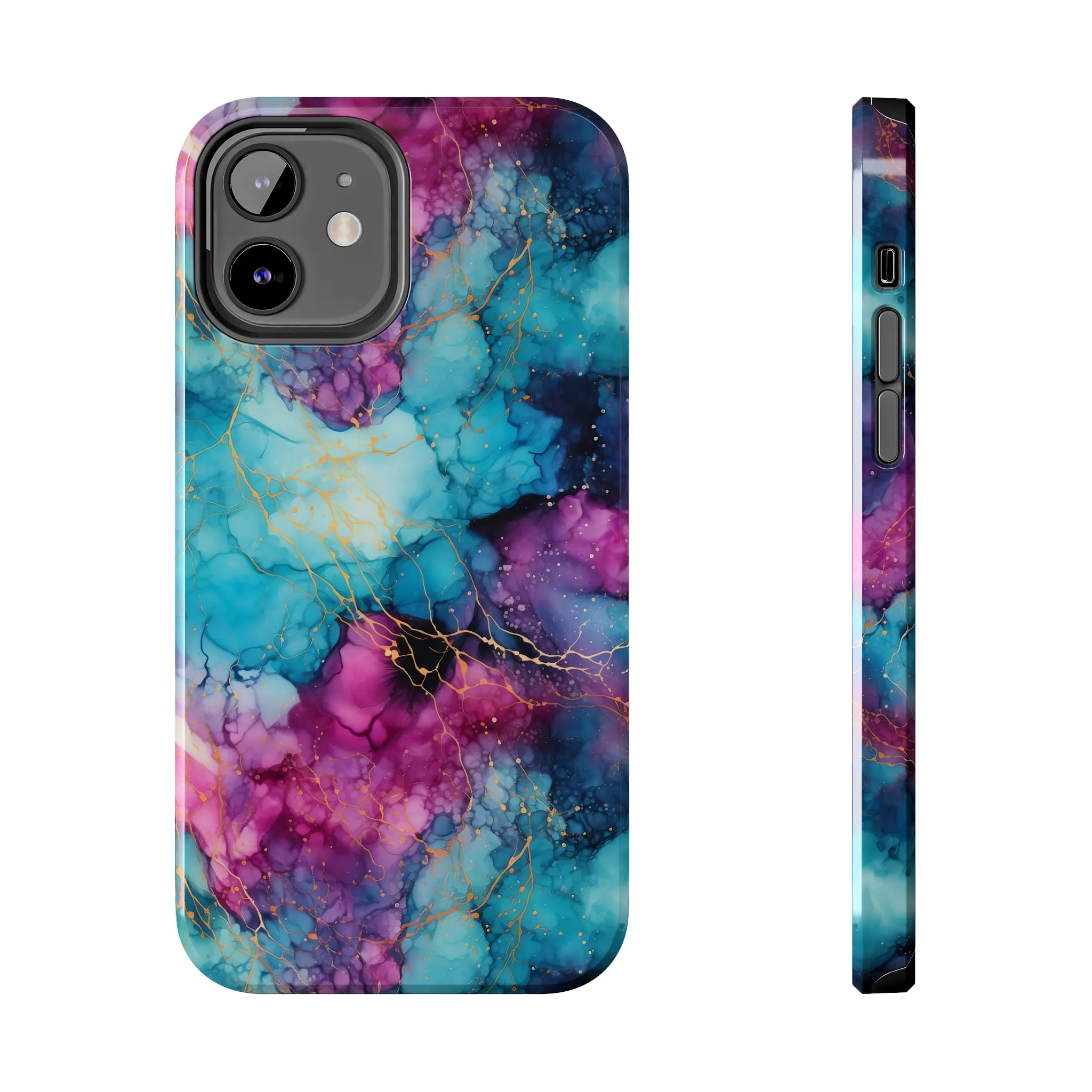 Blue and Purple Alcohol Ink Digital print Design Tough Phone Case compatible with a large variety of iPhone models, Gift, Phone Case