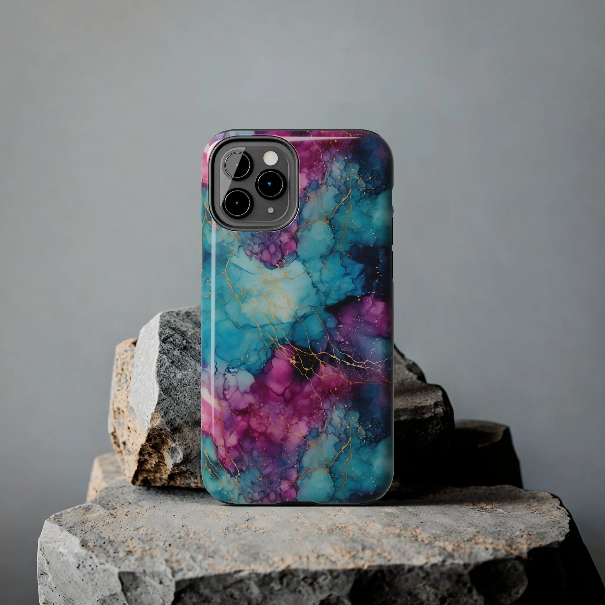 Blue and Purple Alcohol Ink Digital print Design Tough Phone Case compatible with a large variety of iPhone models, Gift, Phone Case