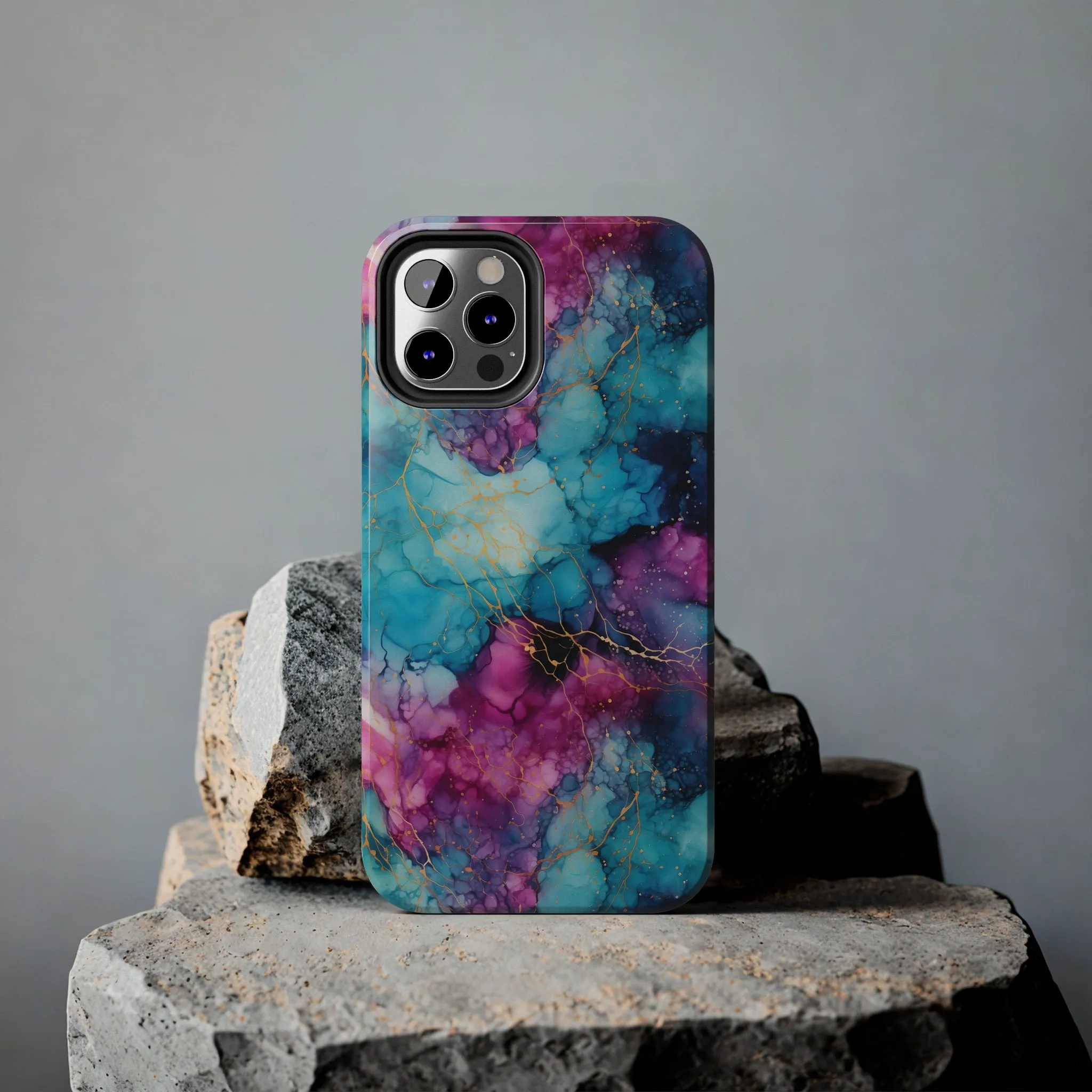 Blue and Purple Alcohol Ink Digital print Design Tough Phone Case compatible with a large variety of iPhone models, Gift, Phone Case