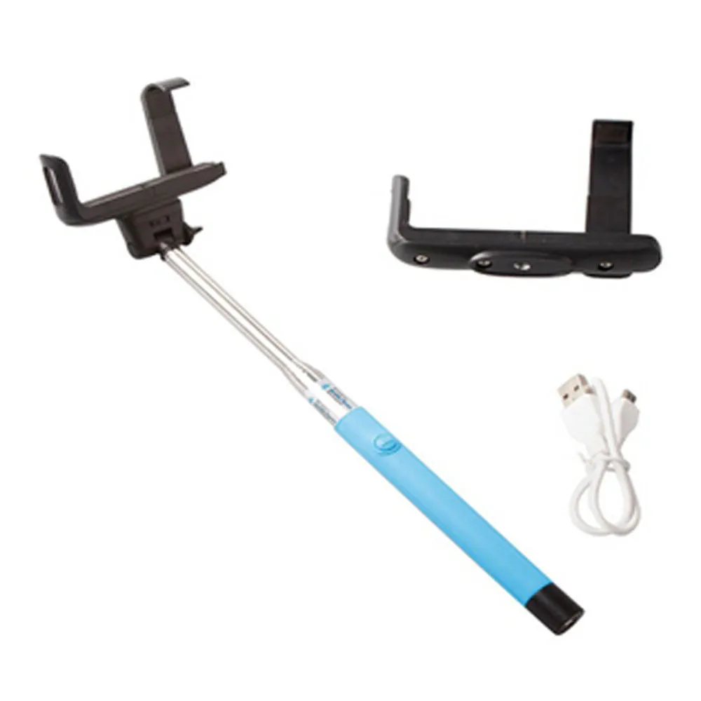 Built in Bluetooth Extendable Selfie Stick Monopod Holder Multi Available - Blue