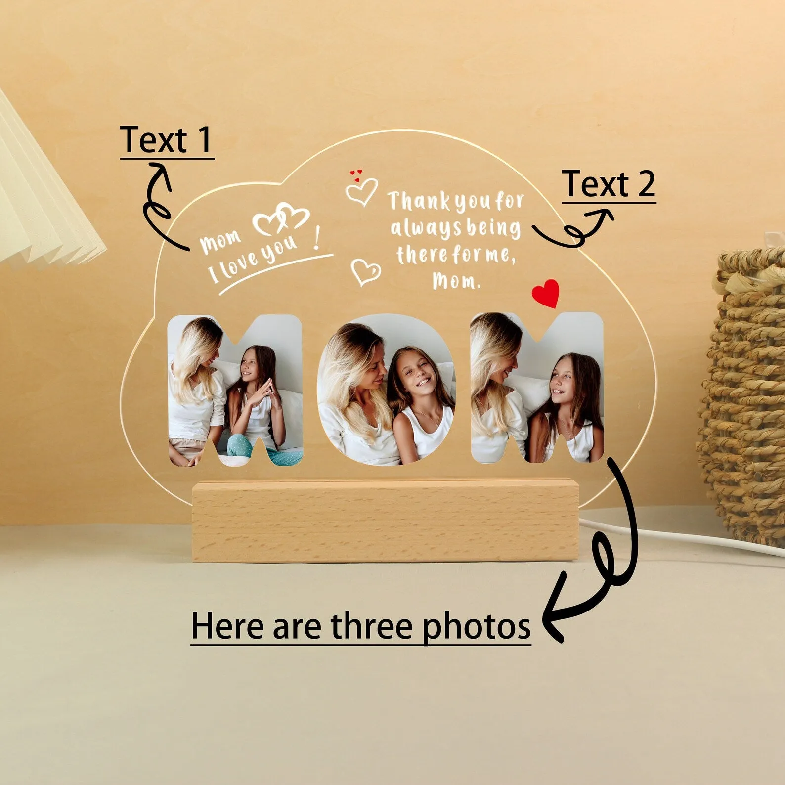 Custom Photo Collage Led Lamp for Mom