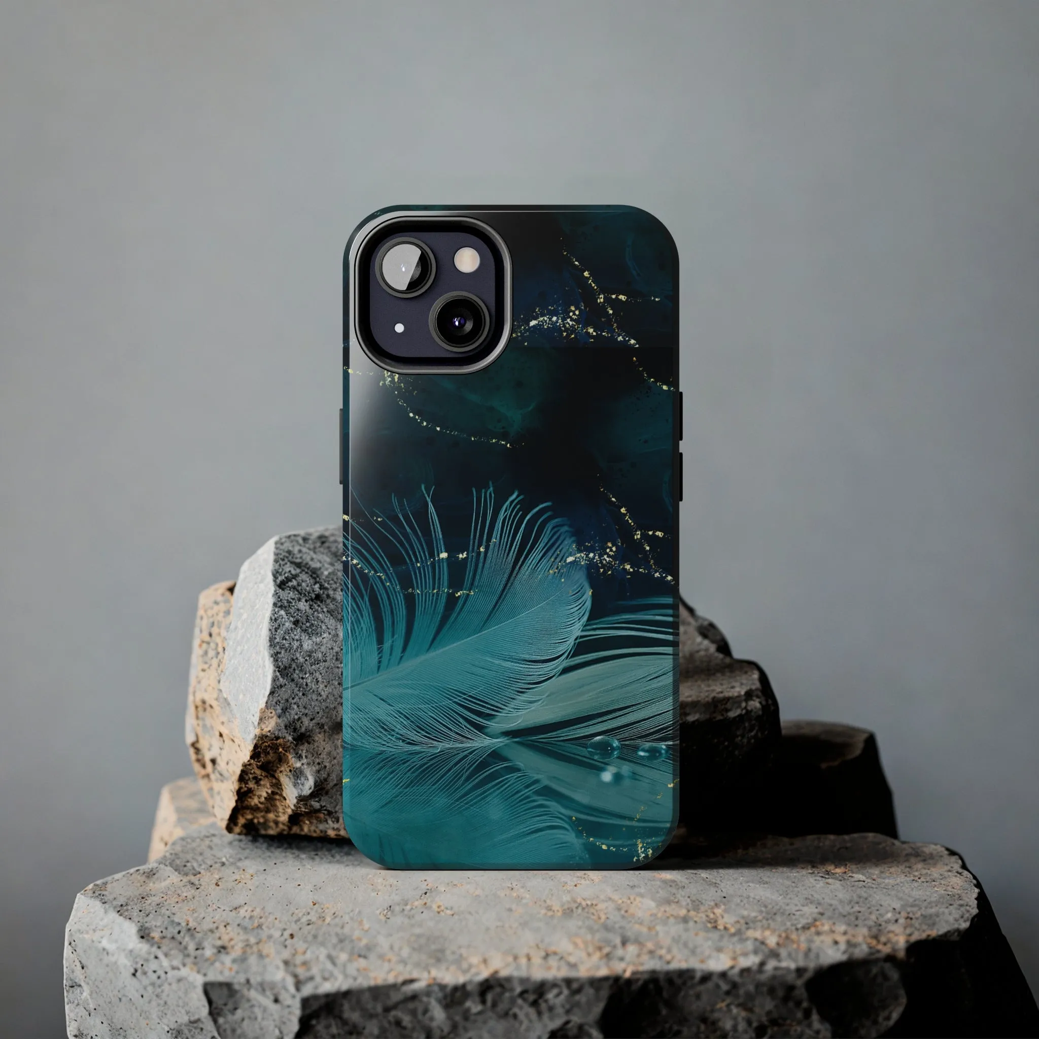 Dreamy Blue Feather design Tough Phone Case compatible with a large variety of iPhone models, Gift, Phone