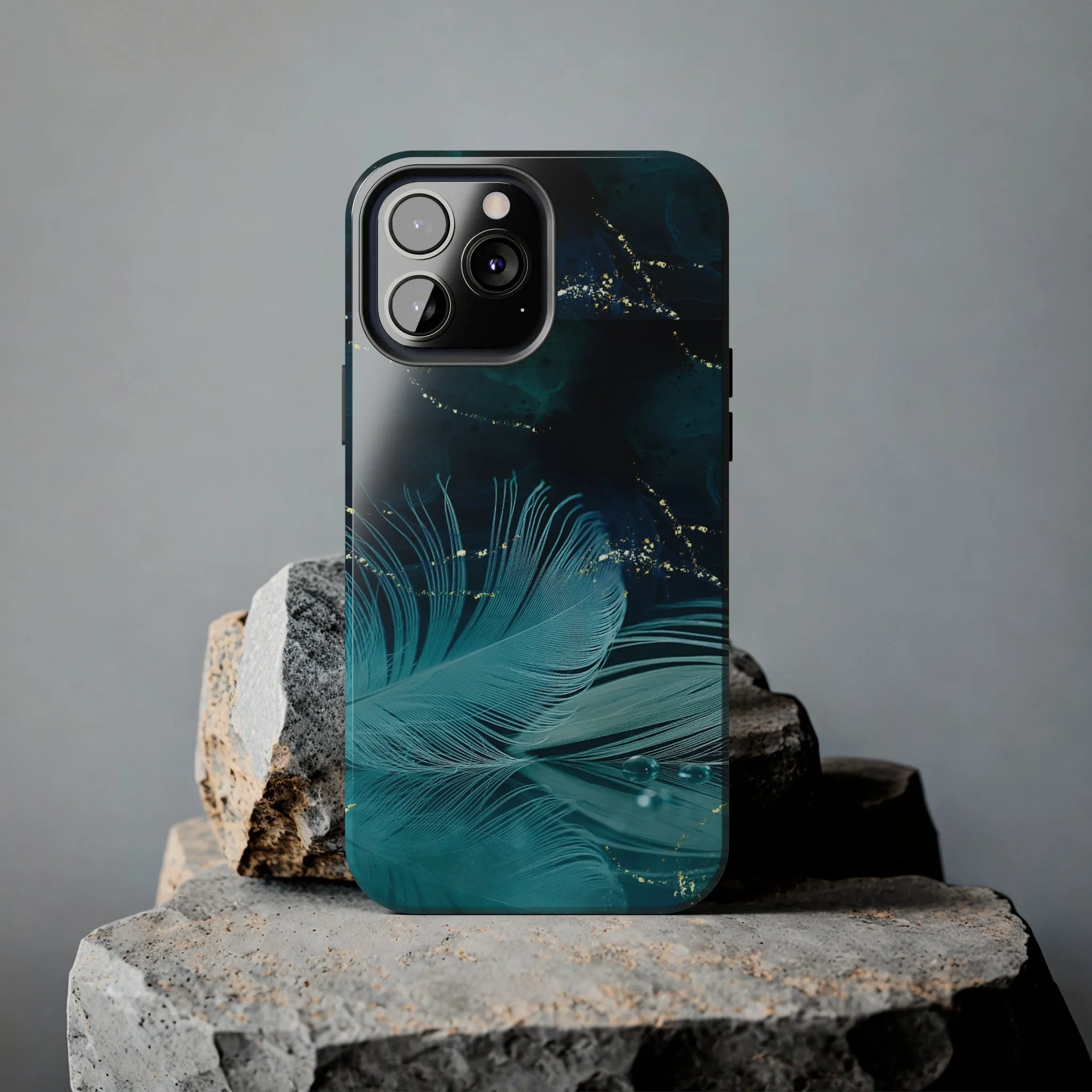 Dreamy Blue Feather design Tough Phone Case compatible with a large variety of iPhone models, Gift, Phone