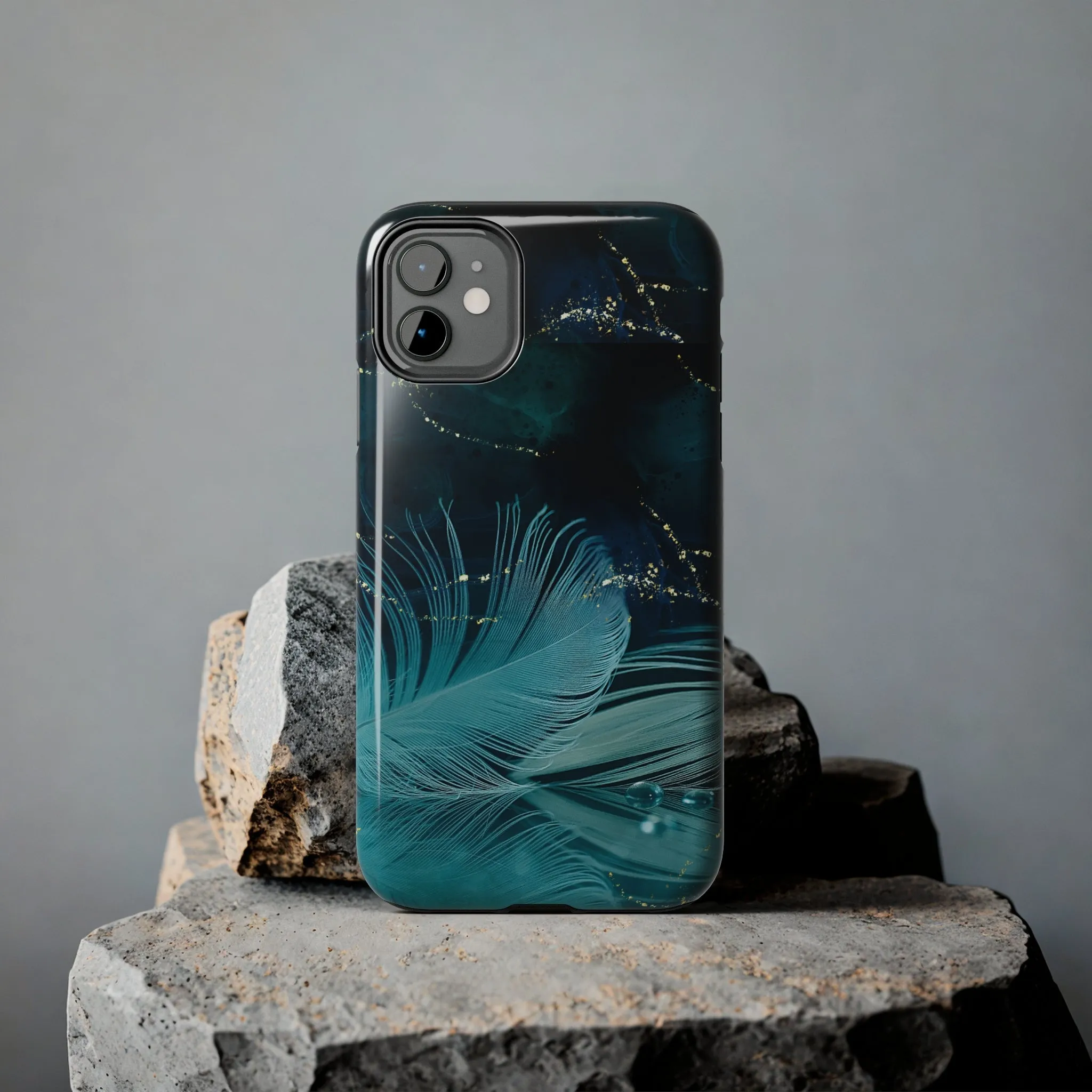 Dreamy Blue Feather design Tough Phone Case compatible with a large variety of iPhone models, Gift, Phone