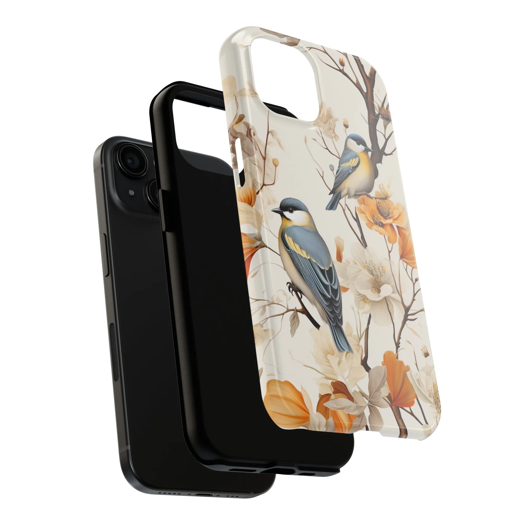 Dried Flowers and Birds Digital print Design Tough Phone Case compatible with a large variety of iPhone models, Gift, Phone Case