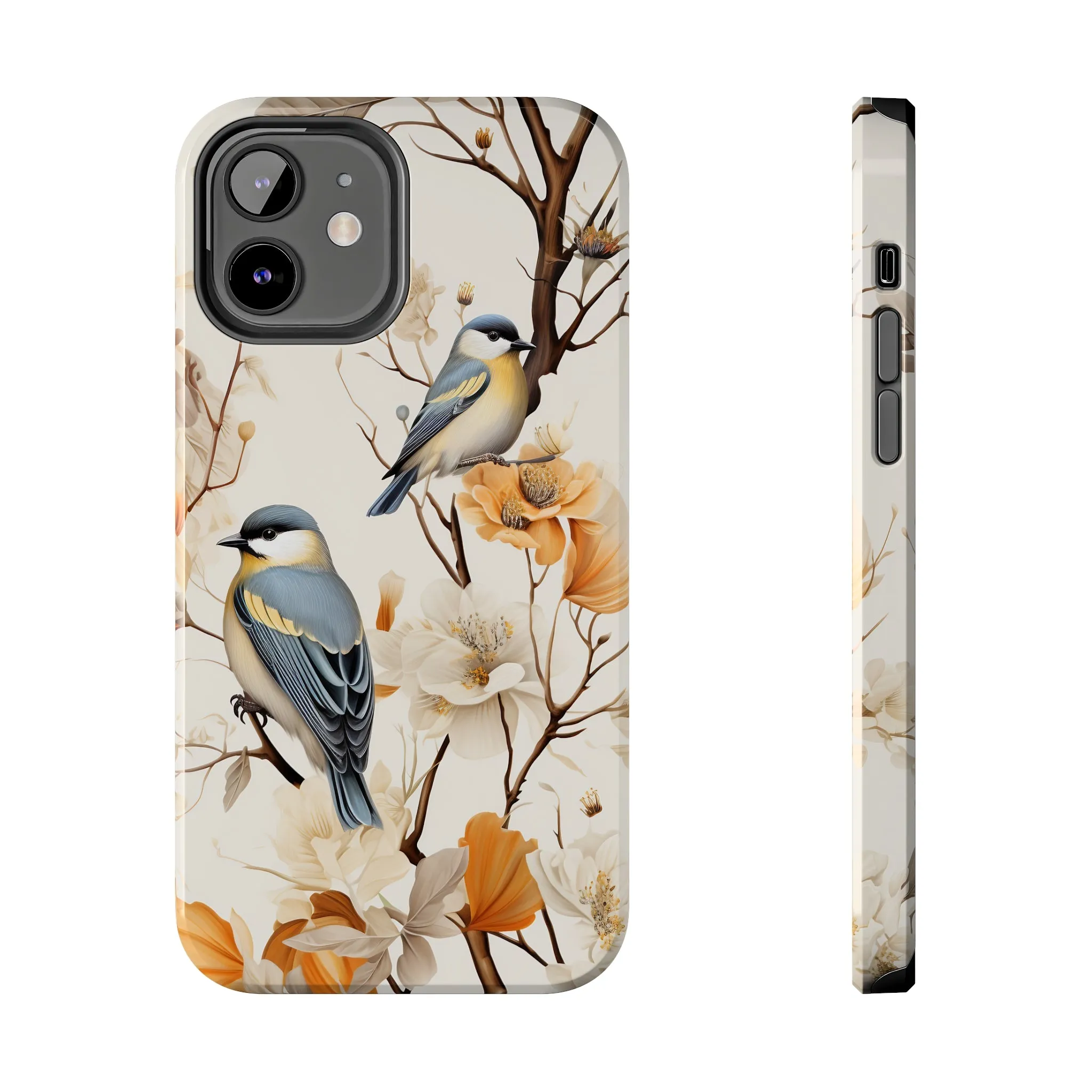 Dried Flowers and Birds Digital print Design Tough Phone Case compatible with a large variety of iPhone models, Gift, Phone Case