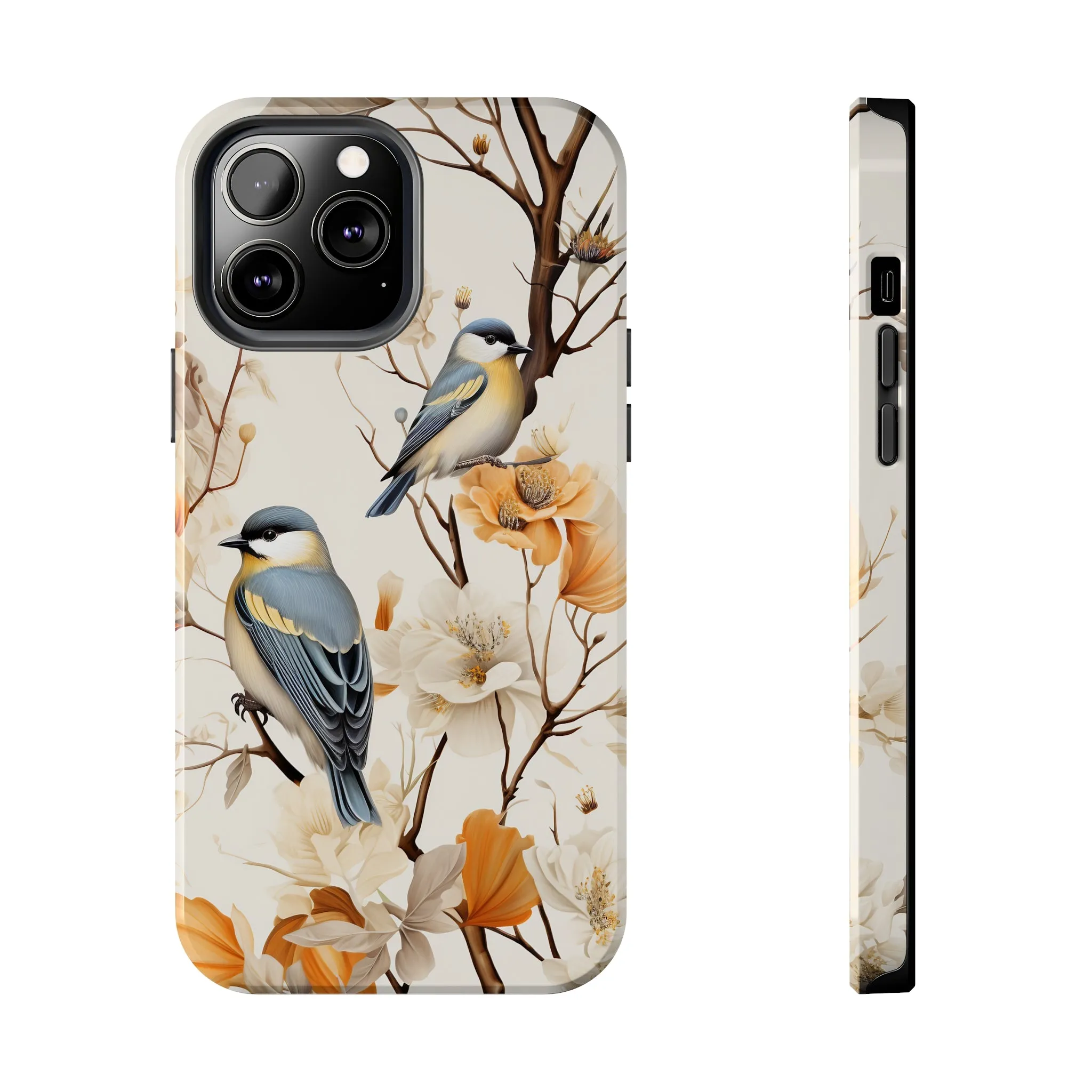 Dried Flowers and Birds Digital print Design Tough Phone Case compatible with a large variety of iPhone models, Gift, Phone Case