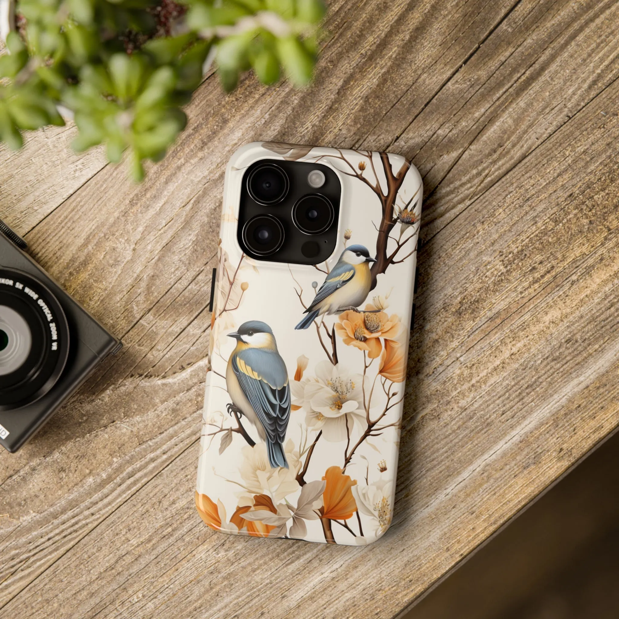 Dried Flowers and Birds Digital print Design Tough Phone Case compatible with a large variety of iPhone models, Gift, Phone Case