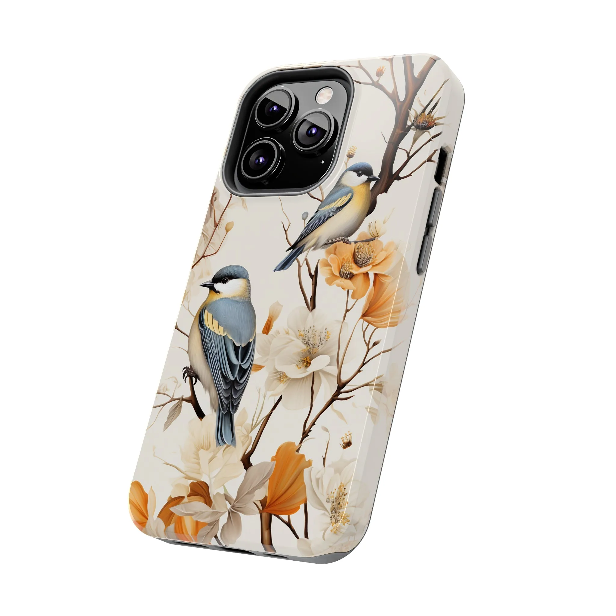 Dried Flowers and Birds Digital print Design Tough Phone Case compatible with a large variety of iPhone models, Gift, Phone Case