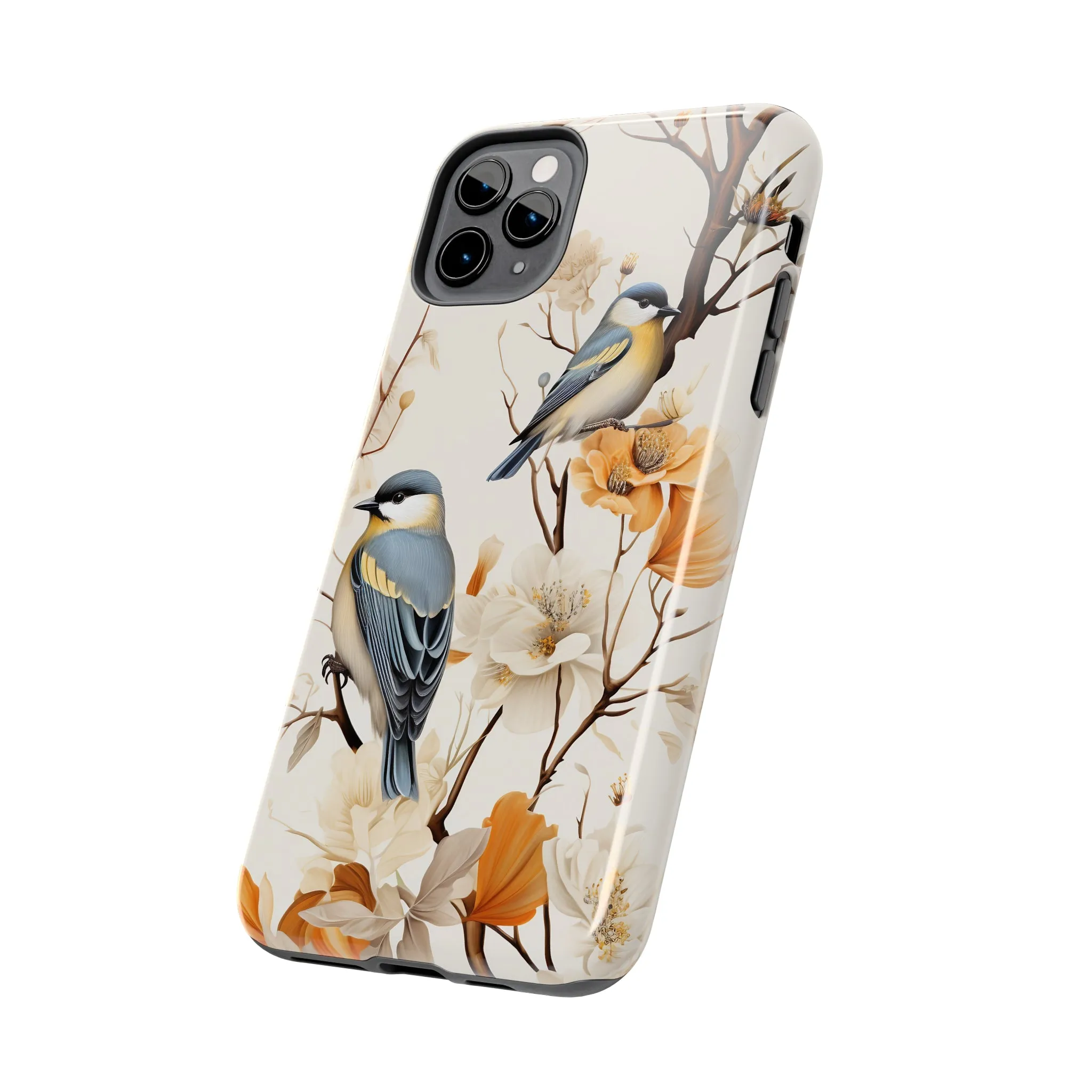 Dried Flowers and Birds Digital print Design Tough Phone Case compatible with a large variety of iPhone models, Gift, Phone Case