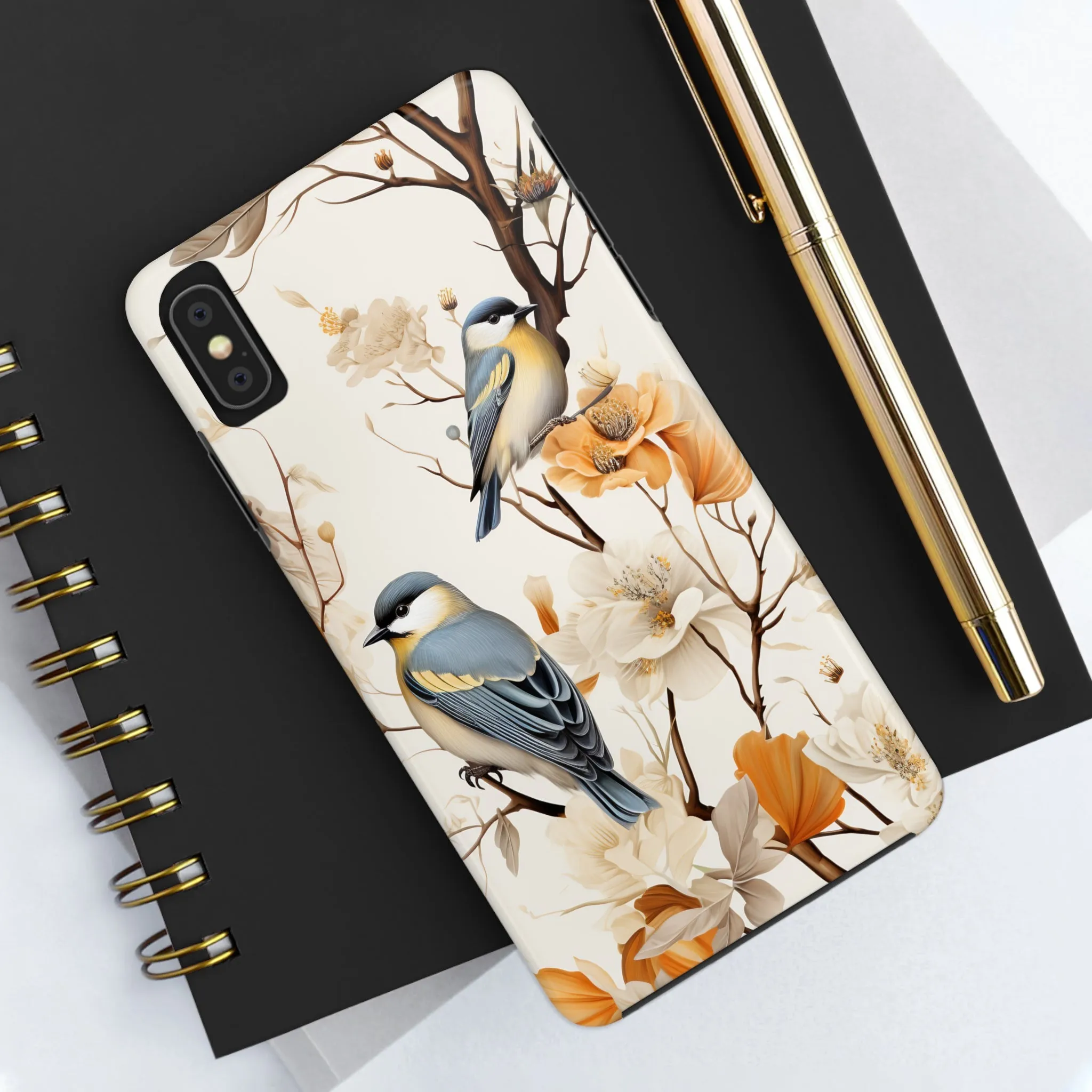 Dried Flowers and Birds Digital print Design Tough Phone Case compatible with a large variety of iPhone models, Gift, Phone Case