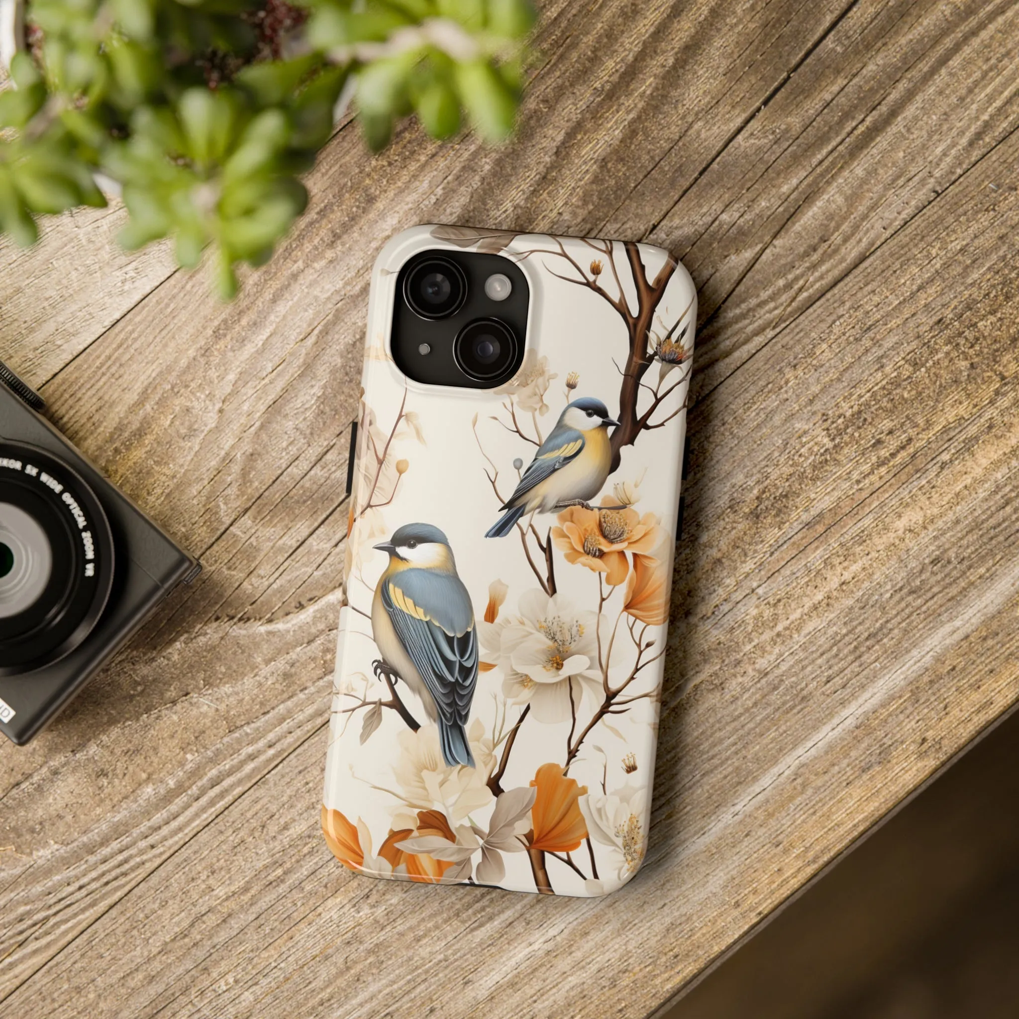 Dried Flowers and Birds Digital print Design Tough Phone Case compatible with a large variety of iPhone models, Gift, Phone Case