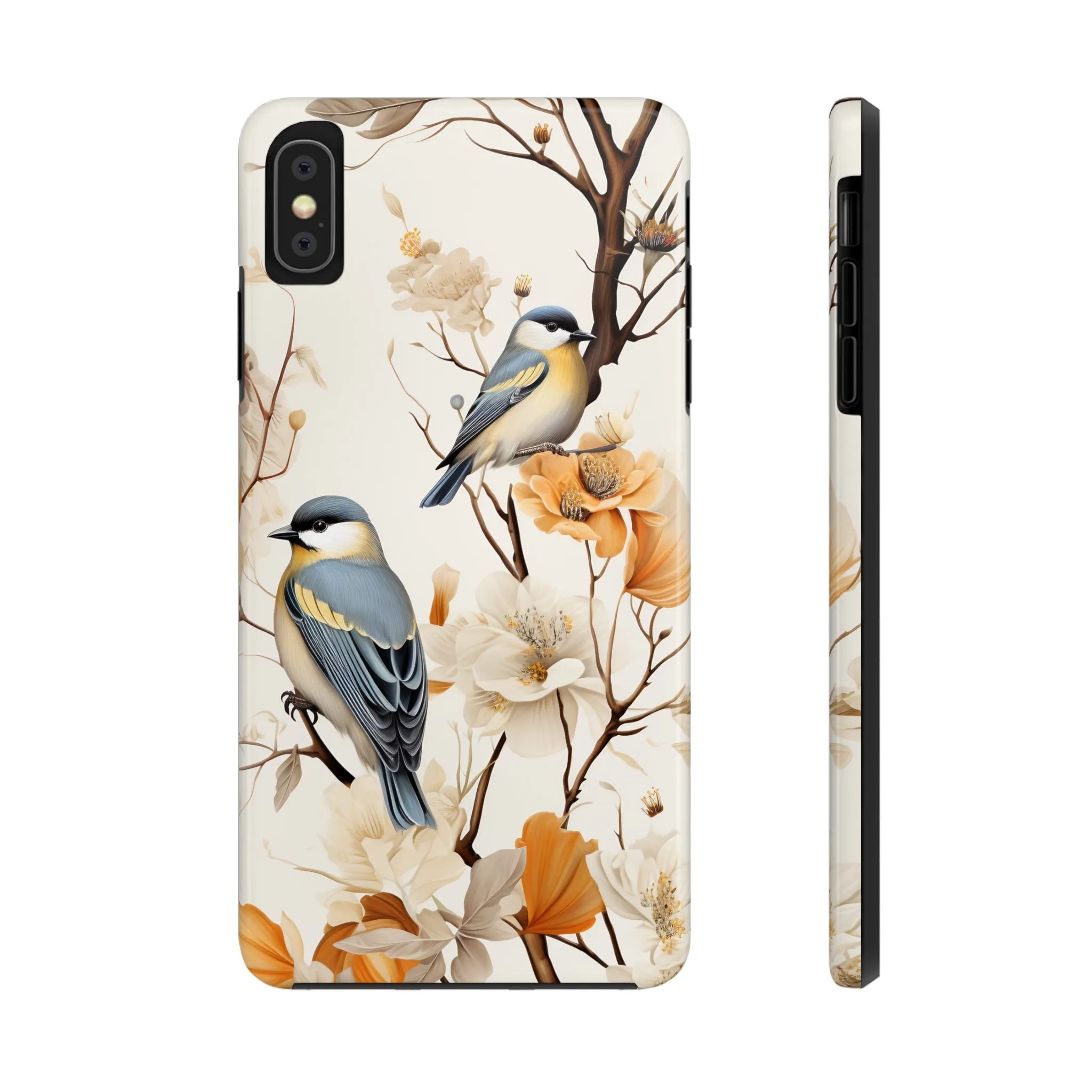 Dried Flowers and Birds Digital print Design Tough Phone Case compatible with a large variety of iPhone models, Gift, Phone Case