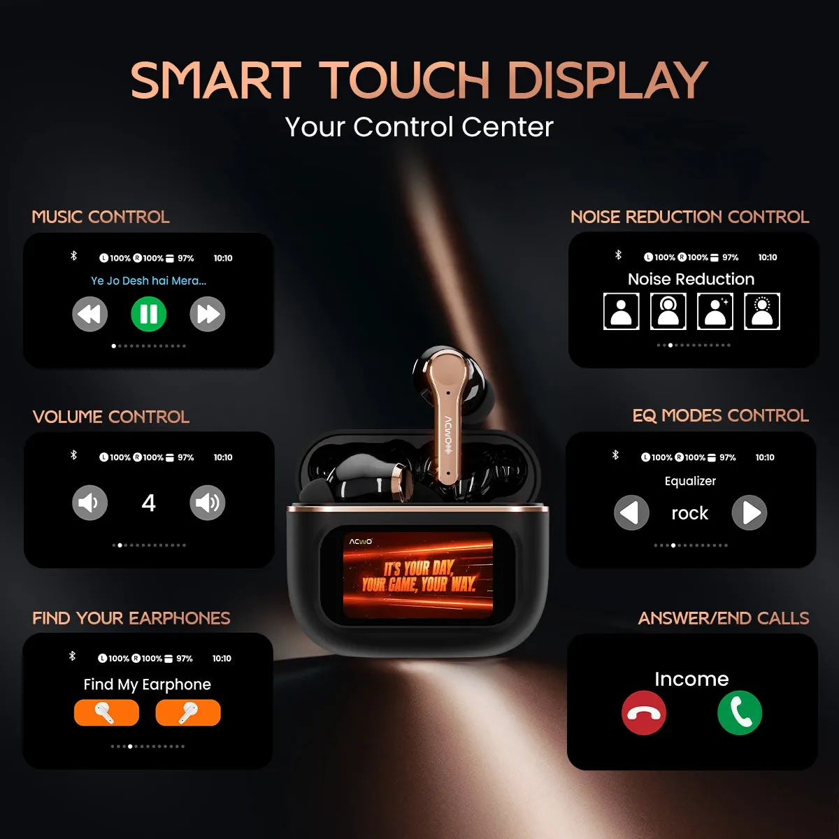 DwOTS Touch - Smart Touch Screen Display TWS Earbuds