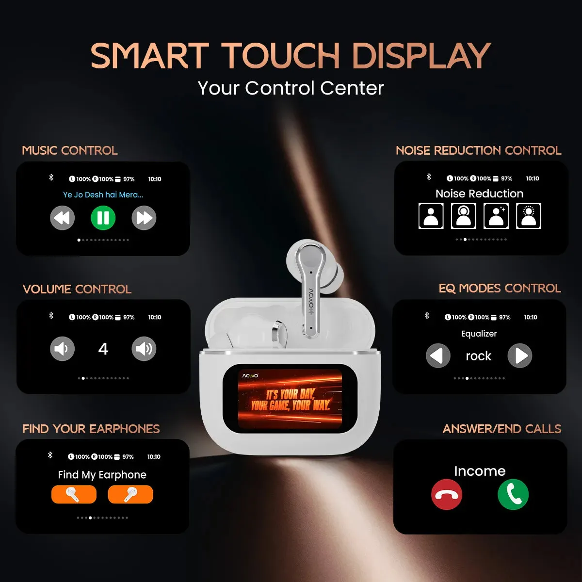 DwOTS Touch - Smart Touch Screen Display TWS Earbuds