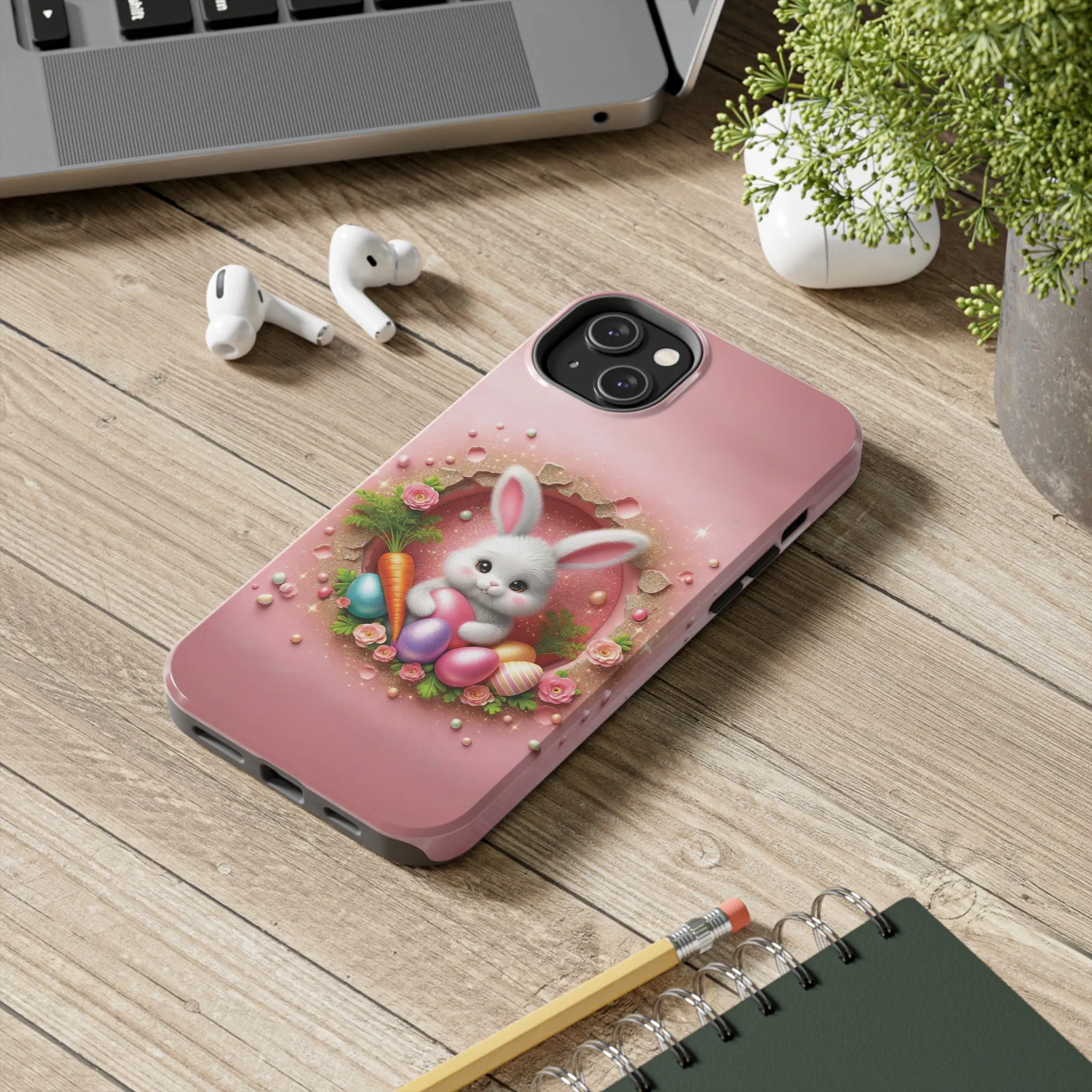 Easter Bunny Hole in the Wall design Tough Phone Case compatible with a large variety of iphone models