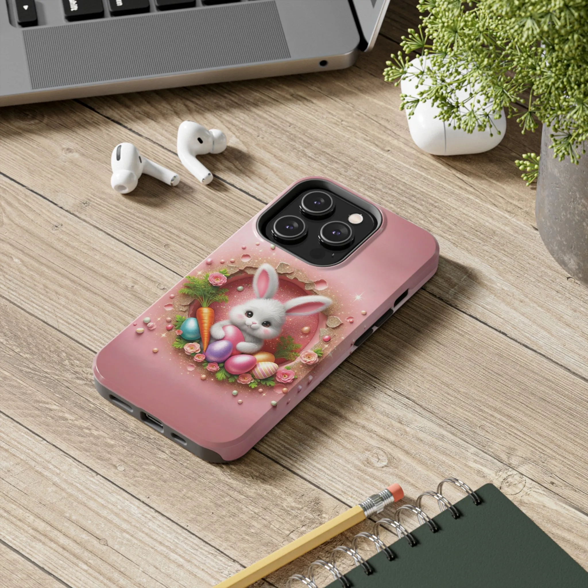 Easter Bunny Hole in the Wall design Tough Phone Case compatible with a large variety of iphone models