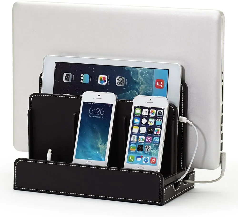 Eco-Friendly Bamboo Multi-Device Charging Station Dock & Organizer