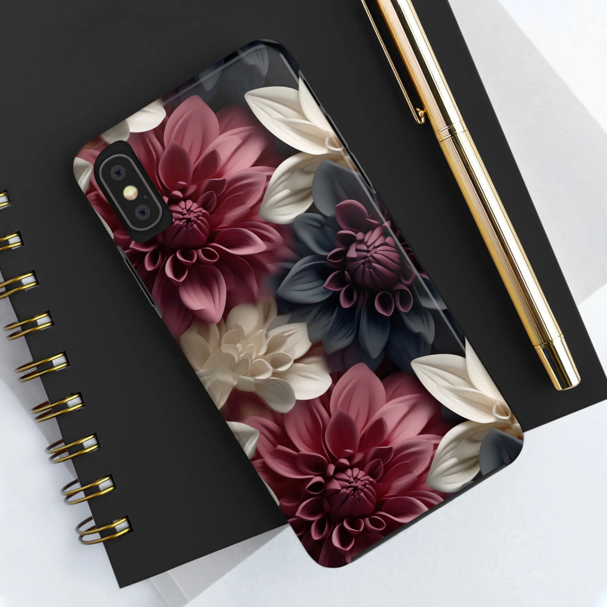 Elegant Dahlias design Tough Phone Case compatible with a large variety of iPhone models, Birthday Gift, Phone Case