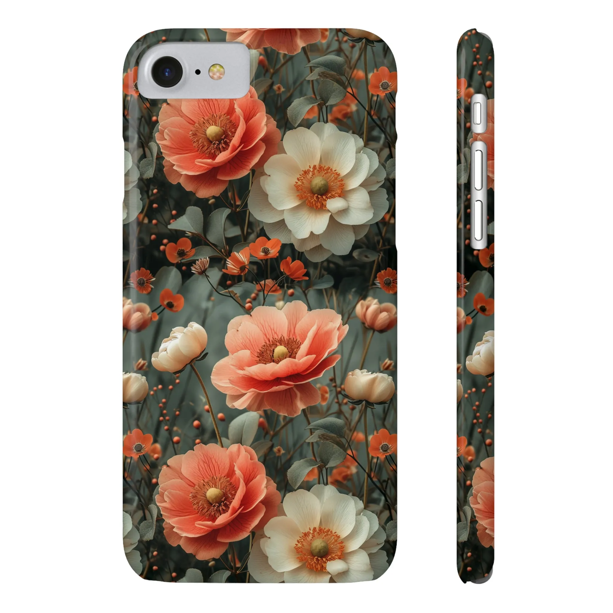 Elegant Peach Flowers Protective Cover, Botanical Garden Design Phone Case